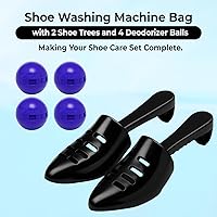 Vista 5 de 2 bolsas para lavadora de zapatos con un par de árbol de zapatos y 4 bolas desodorantes, bolsa de lavado de zapatos reutilizable con cremallera