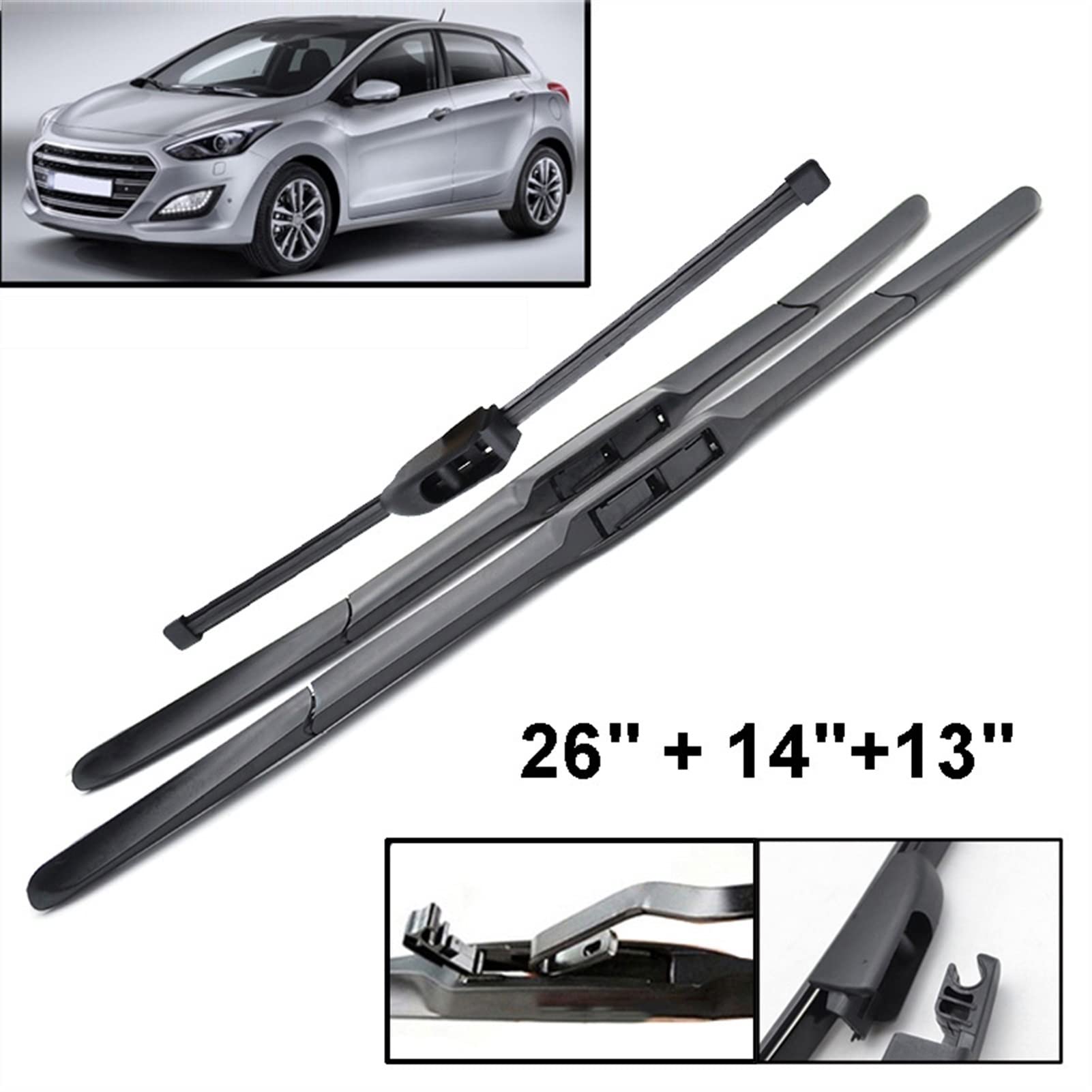 Tergicristallo Anteriore E Posteriore Spazzole Tergicristallo Set per Hyundai I30 GD per Elantra GT 2012 2013 2014 2015 2016 2017 Parabrezza 26"14" 13" Tergicristalli