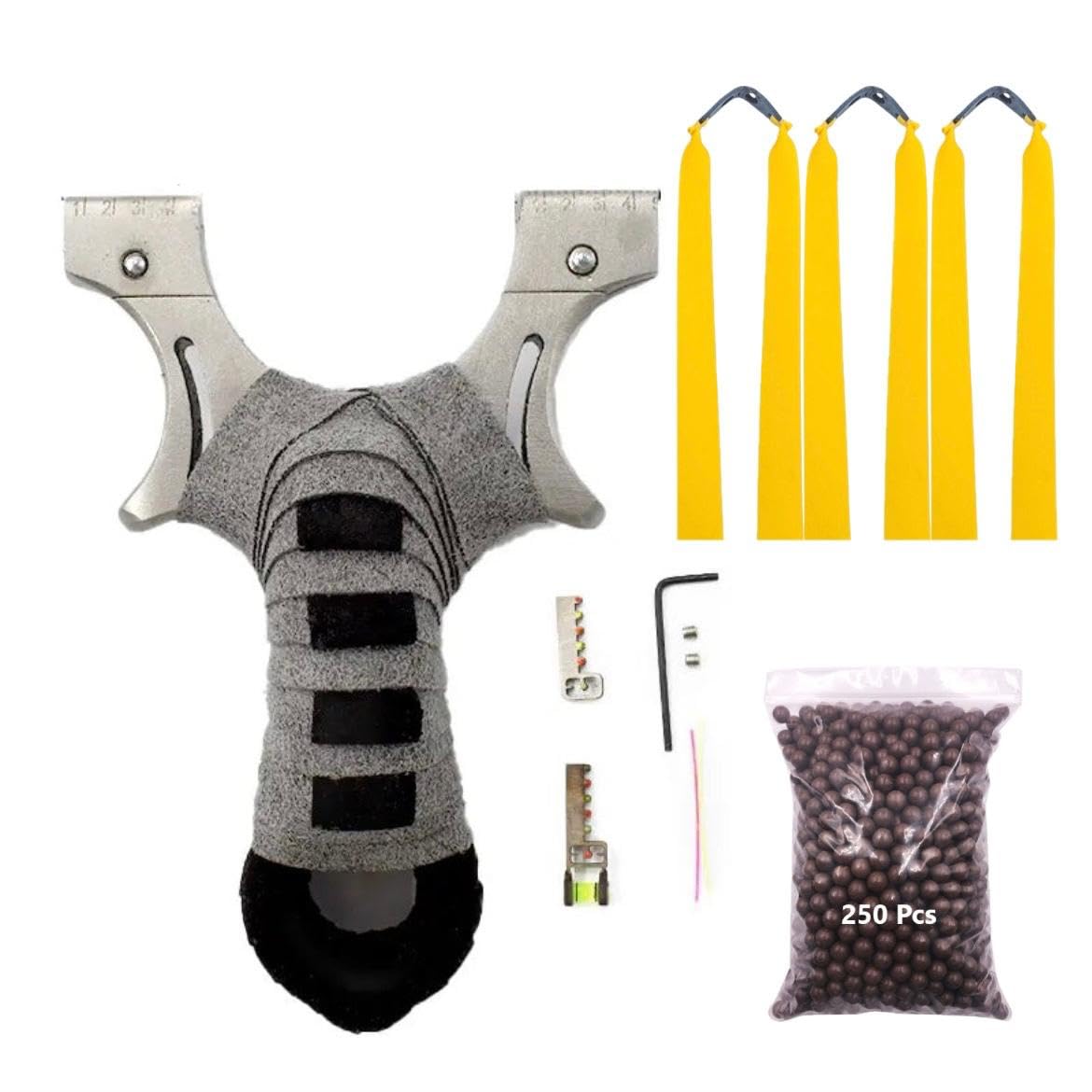 Durable Steel Slingshot Alloy Toy for Eye and Attention Training Entertainment Competition Outdoor Games and Fishing Gulel Catapult with Best Latex Bands (Comfortable Grip Catapult)