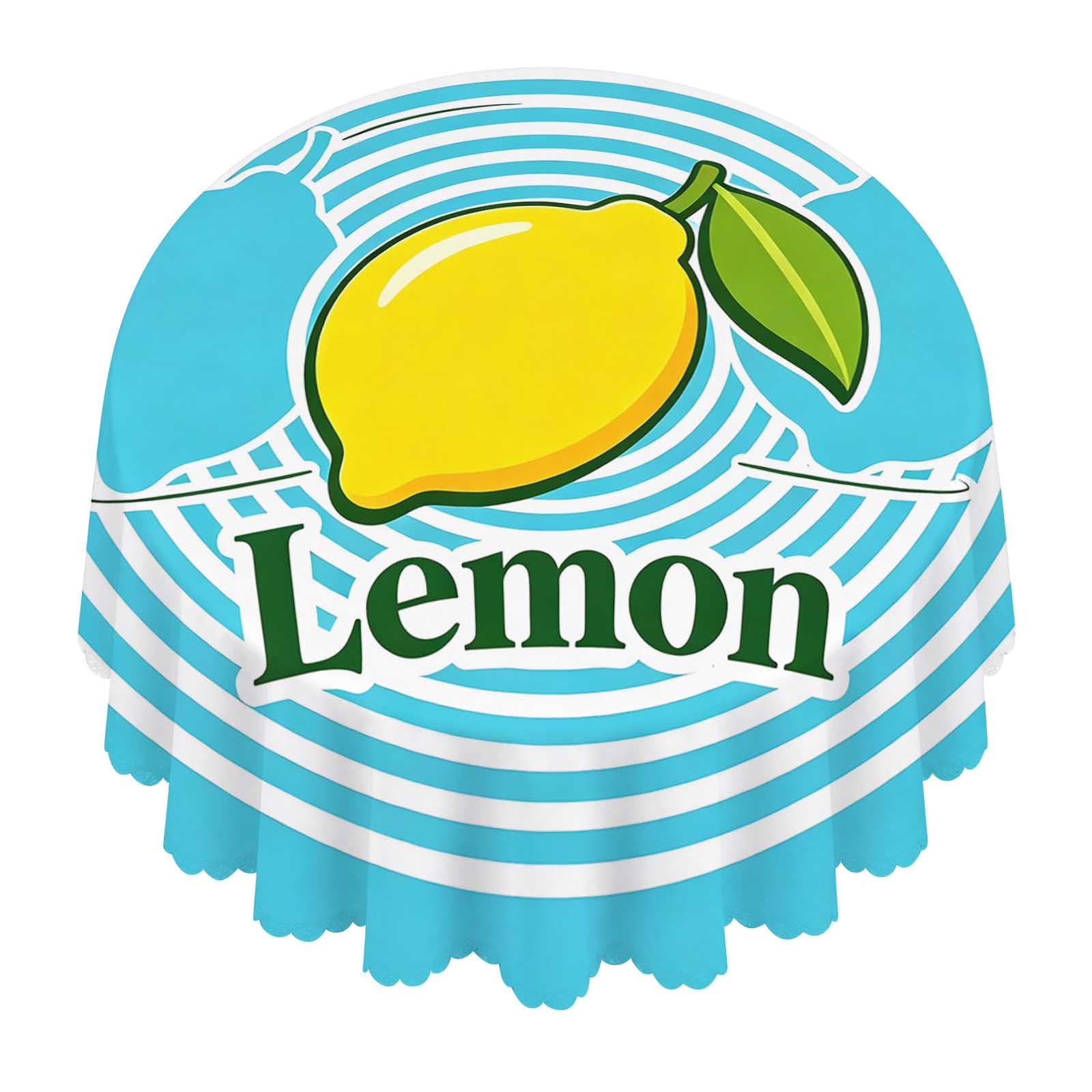 Nicokee Lemon Round Tablecloth Waterproof Washable for Dining Party