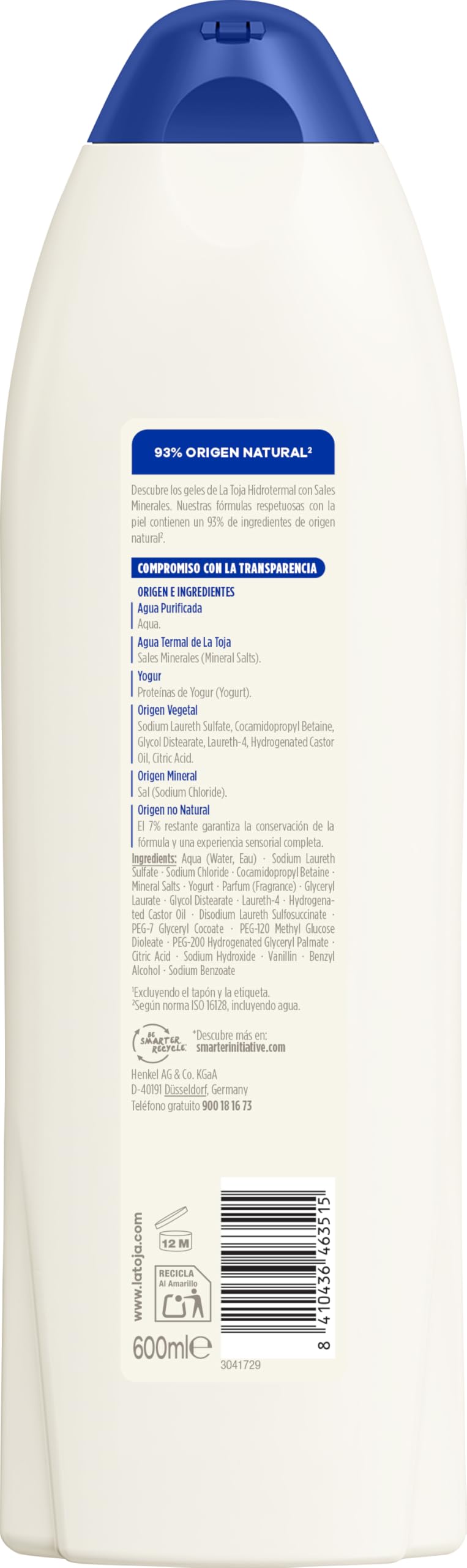 La Toja Gel de Ducha Yoghurt Griego 600 ml