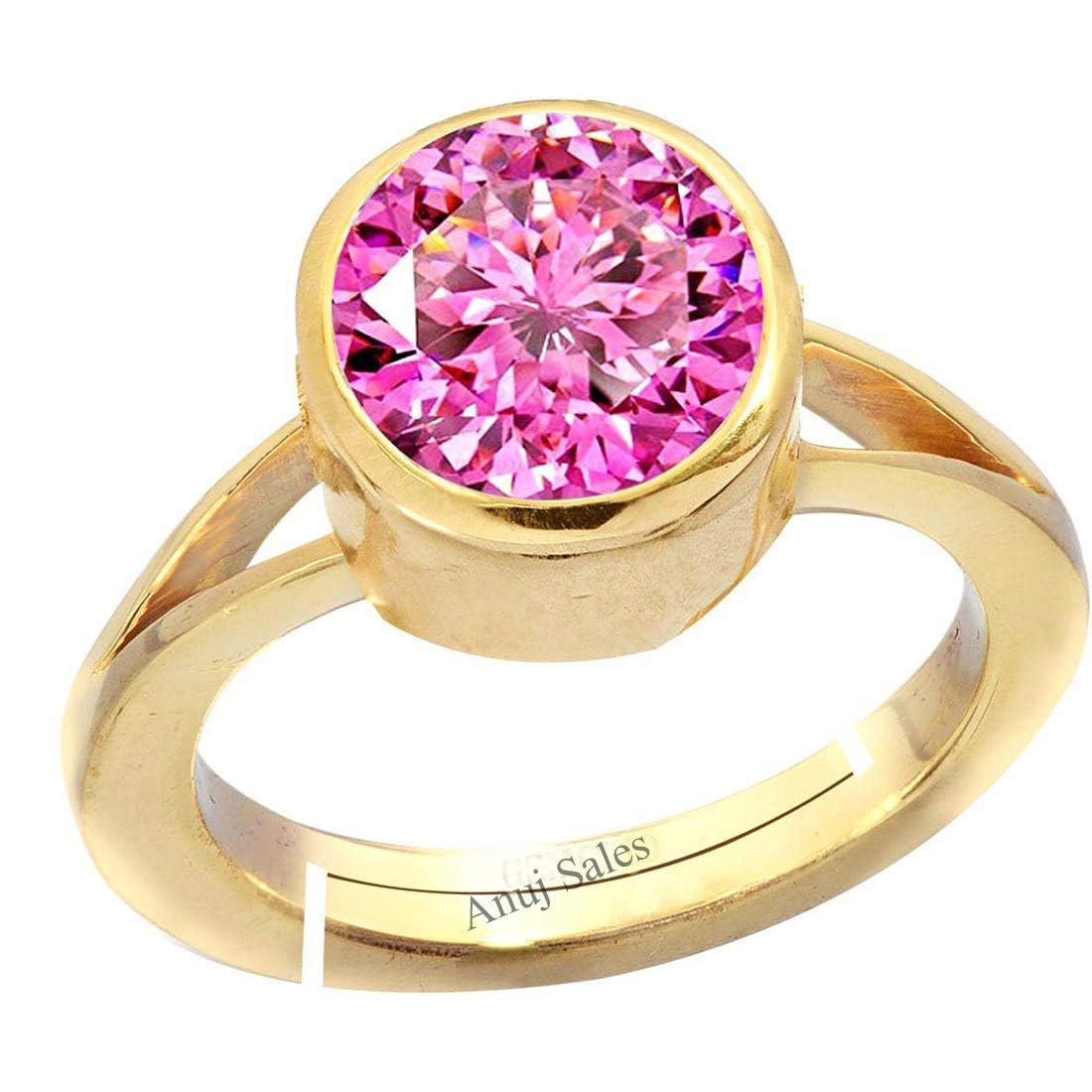 10.00 Carat Natural Pink Zircon Stone Adjustable Ring American Diamond Original Certified Gemstone Gold Plated Panchdhatu & Ashtadhatu Ring for Men and Women (Lab - Certified)-image-3