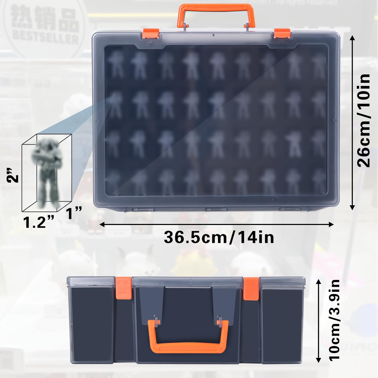 2 fundas de almacenamiento en miniatura resistentes para figuras, 144 ranuras, maleta resistente con 2 capas de espuma, compatible con Warhammer 40k, Dungeons & Dragons y más, Black