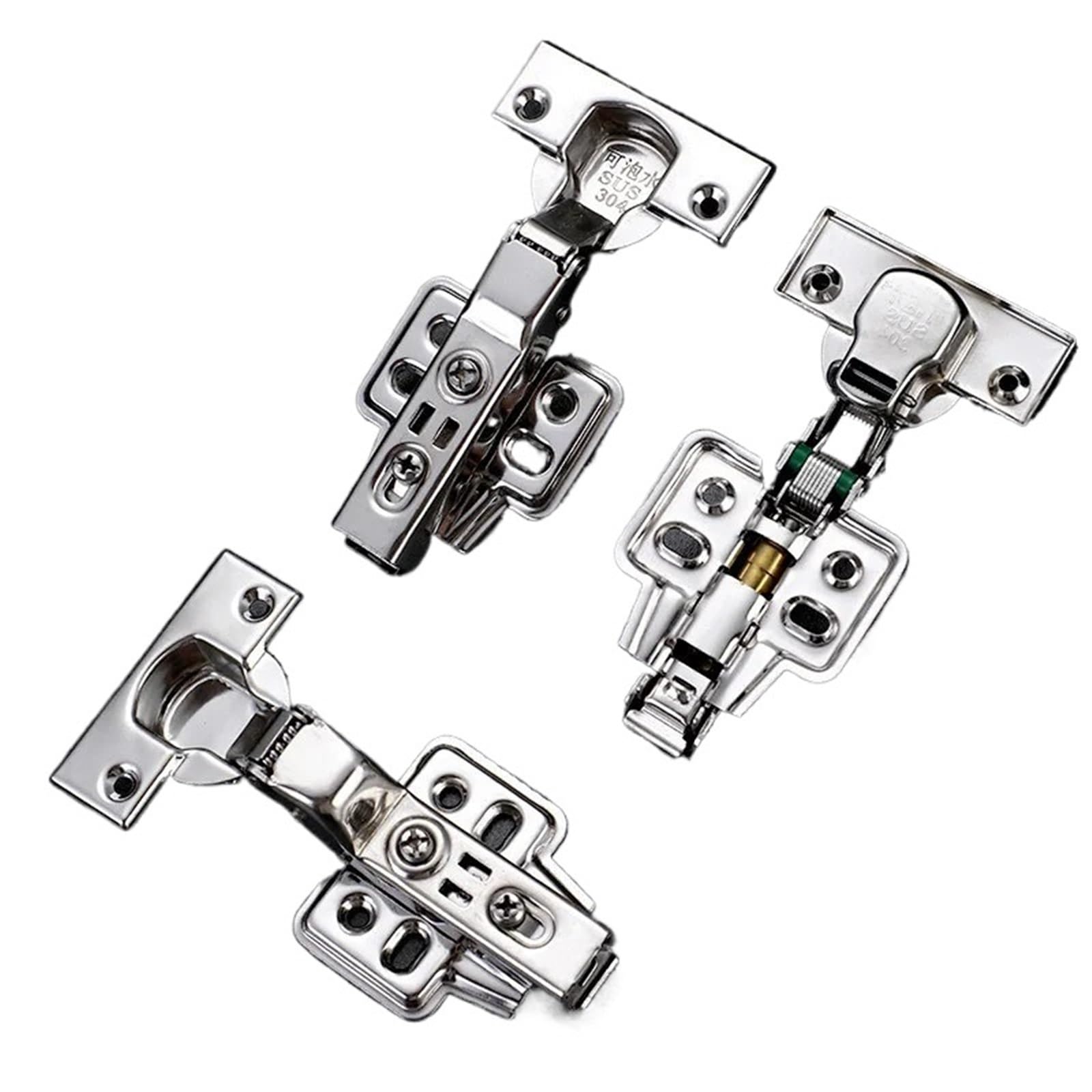 Zawias hydrauliczny ze stali nierdzewnej - 4/8/12 szt. NAIERDI serii C Zawias hydrauliczny z miękkim domykaniem do mebli, szafek i drzwi (12 x wkładka)