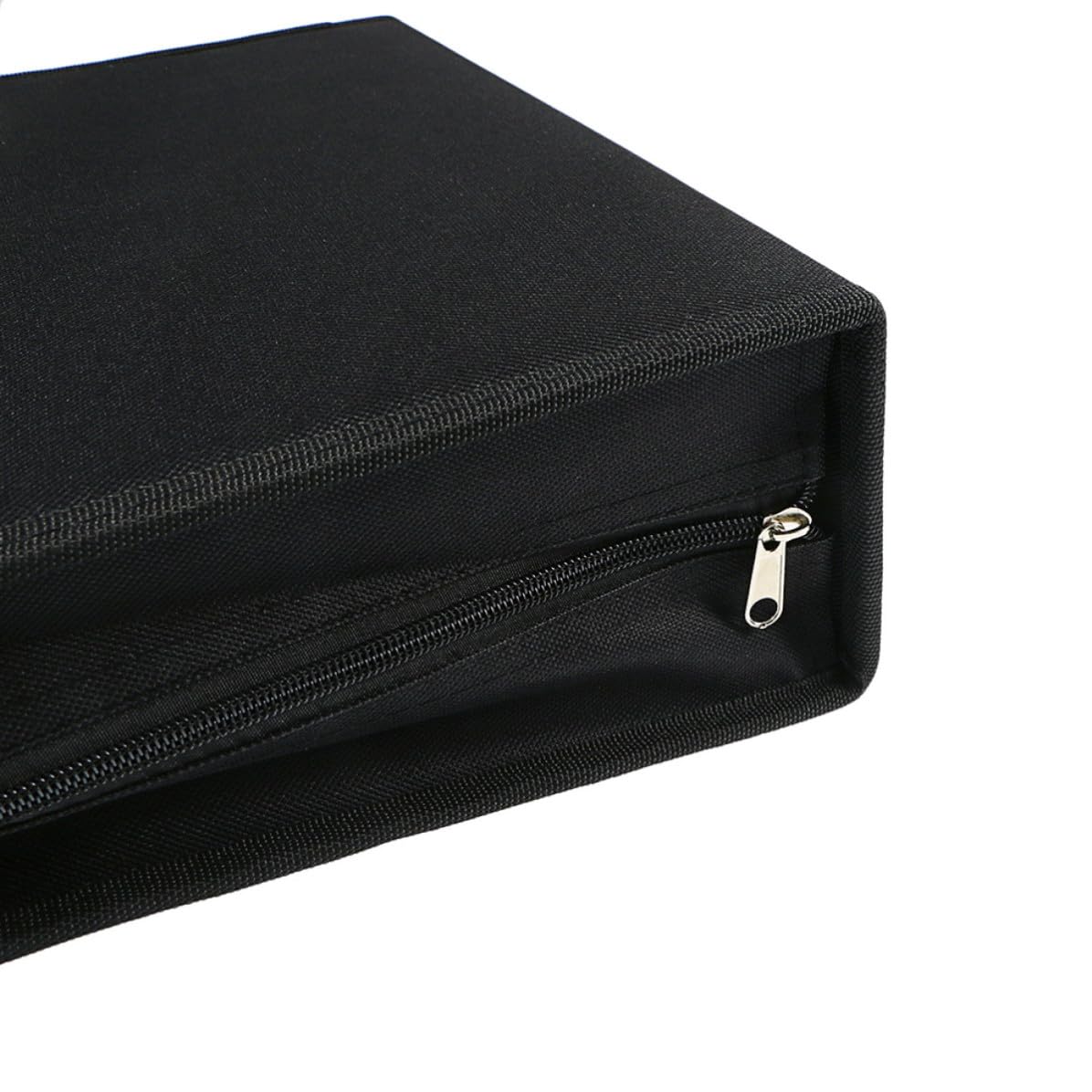 Sosoport Borsa Manico Confortevole Porta CD e Dvd in Pu e Tessuto Nero e Chiusura Lampo Capacità 320 Dischi per Trasporto Quotidiano di Film e Musica