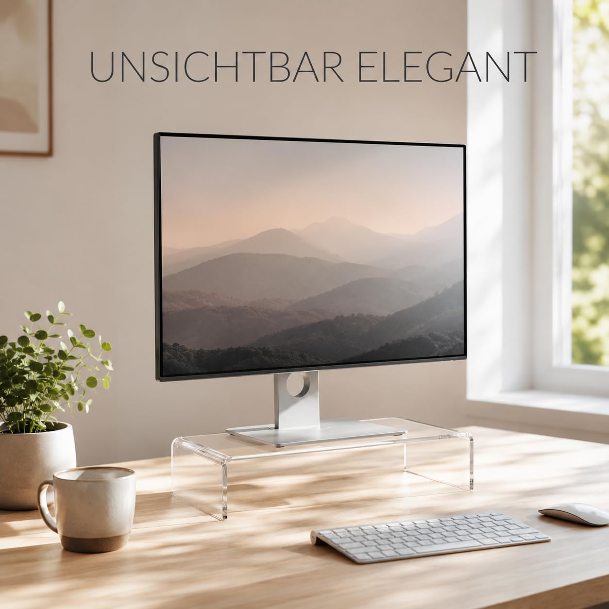Acrylglas Monitorständer - Exklusive Bildschirmerhöhung aus deutscher Handarbeit - 10mm Monitor Stand - Premium Bildschirmständer Tischaufsatz