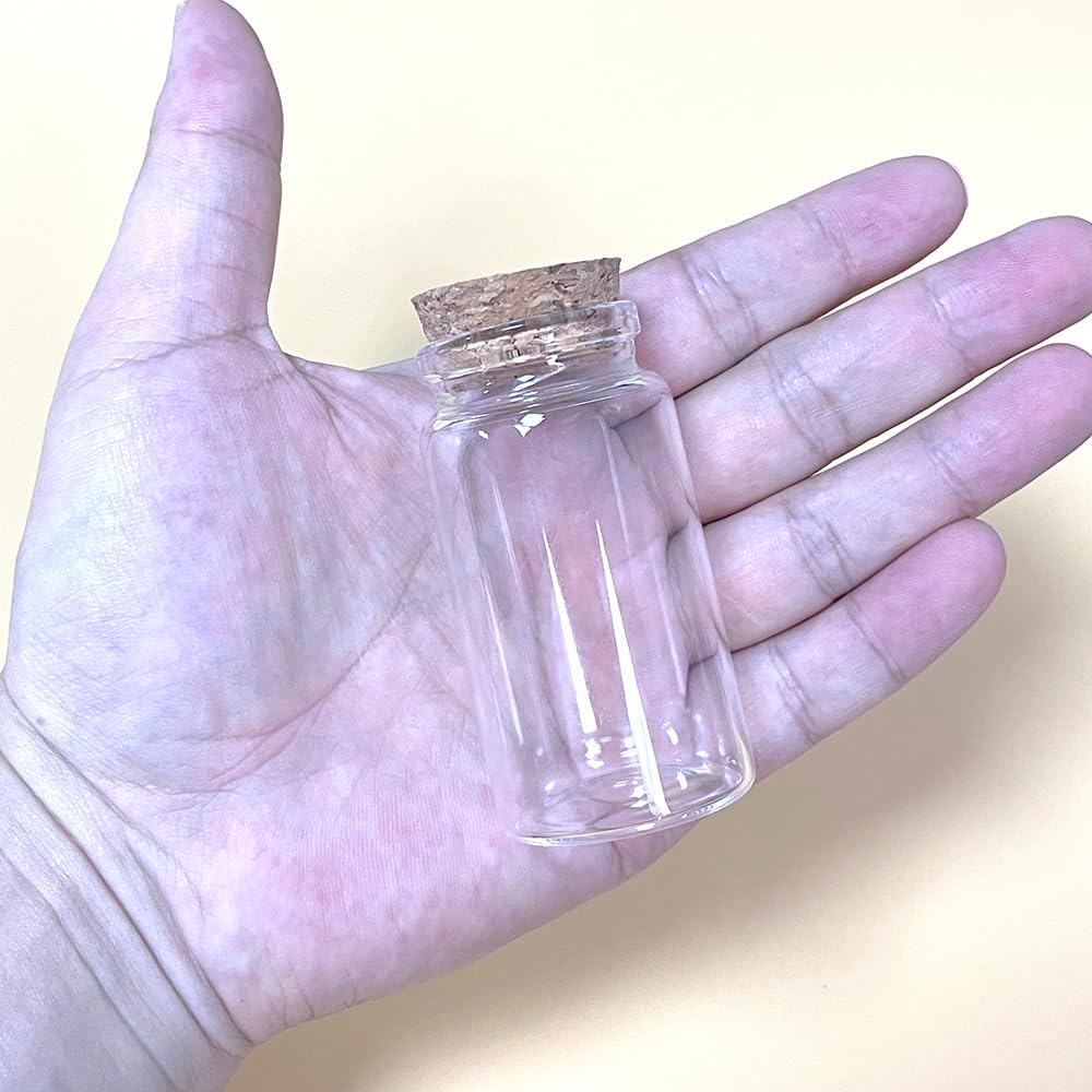 8 pcs 50ml Small Glass Bottles with Cork Stopper,Potion Bottles Halloween Candy Glass Bottle Decorative,Vials Jars,Cute Storage Jar,Wishing Bottle 37x70mm(1.46x2.76inch)