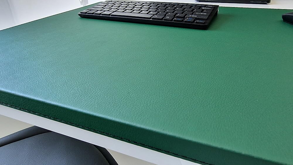 PM Schreibtischunterlage mit Kantenschutz Sanftlux Leder in 12 Farben 3 Gr. (Alt Grün, 90cm x 48cm)