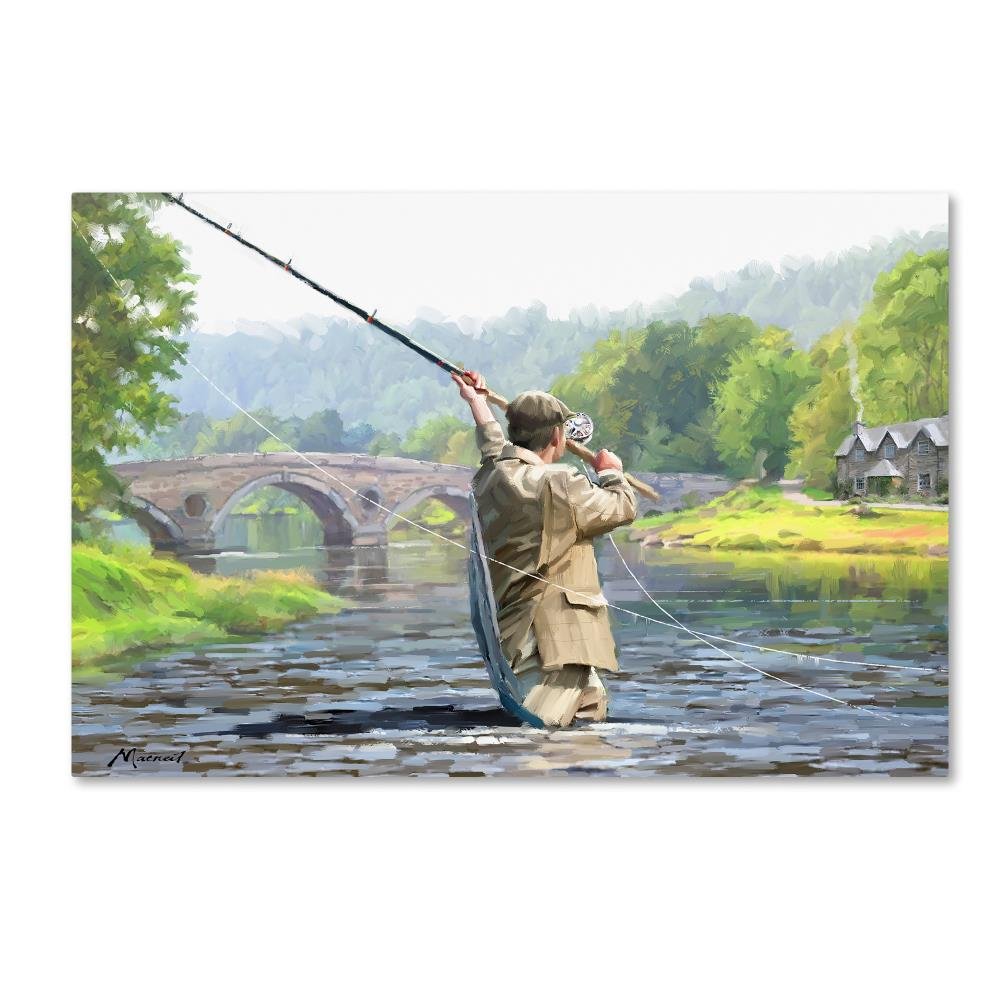 Salmon Angler by The Macneil Studio, 12x19-Inch Canvas Wall Art