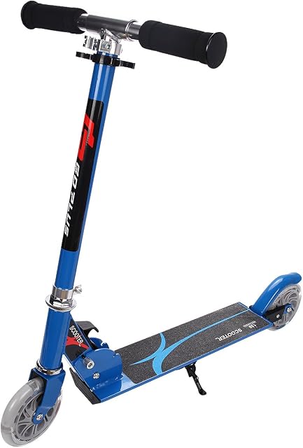 Maxmass Two Wheels Kick Scooter, Height Adjustable Kids Sport Scooters with Light-Up Wheels, Aluminum Folding Outdoor Scooter for Boys Girls, Weight Up to 70kg