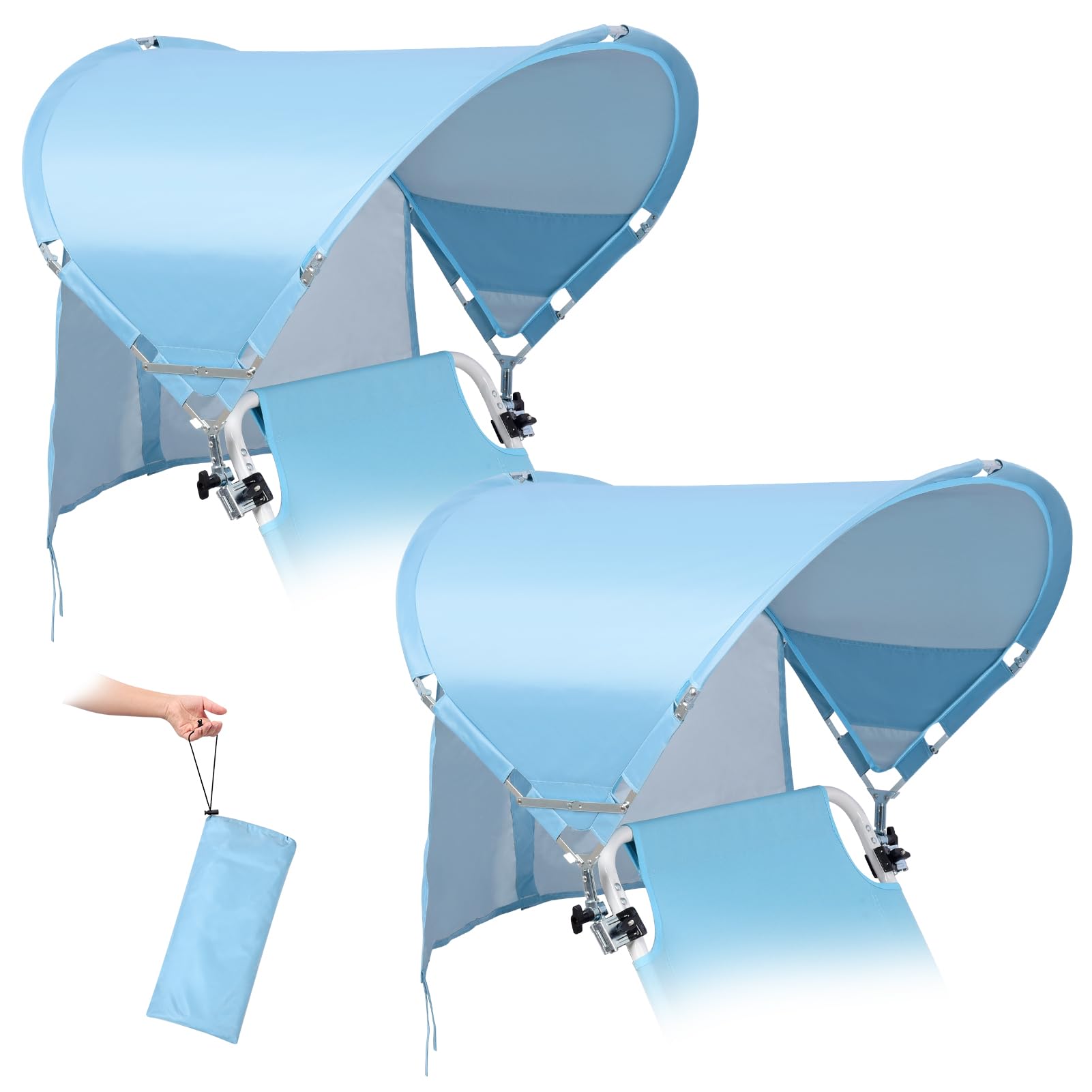 Photo 1 of XL Universal Wind-Resistant Chair Umbrella Canopy, Extra Large Foldable UPF 50+ Sun Shade Attachment with Adjustable Clamp, Fits Most Beach, Camping, Lawn, Zero Gravity Chairs, 2 Pack, Patented