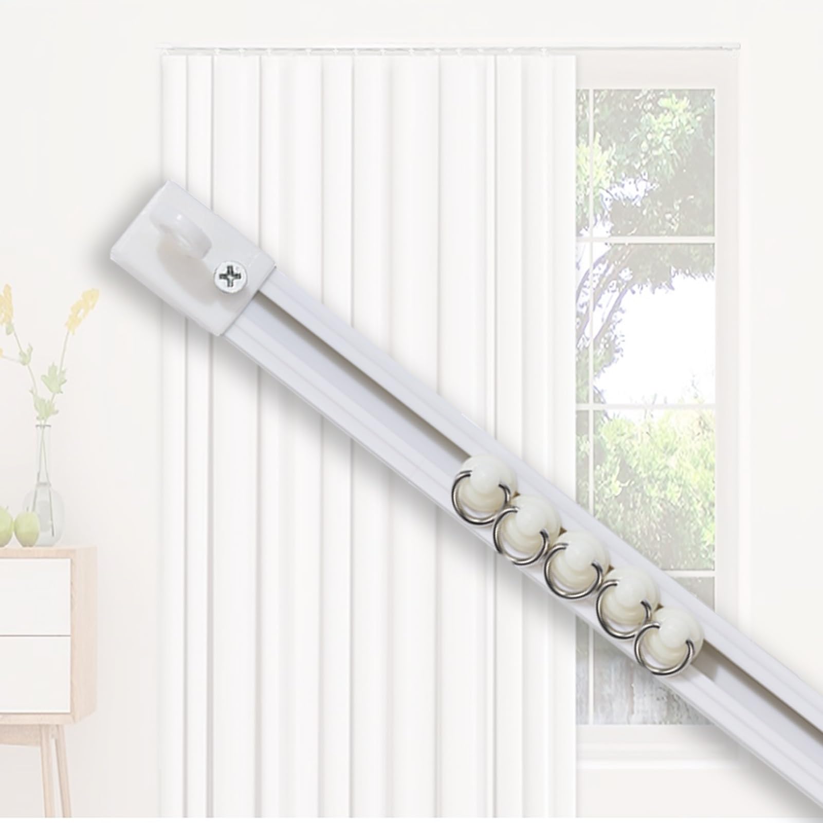 Separador de ambientes flexible, sin taladro, riel individual para armarios y armarios, autoadhesivo, montaje en pared/techo, fácil instalación, diseño versátil