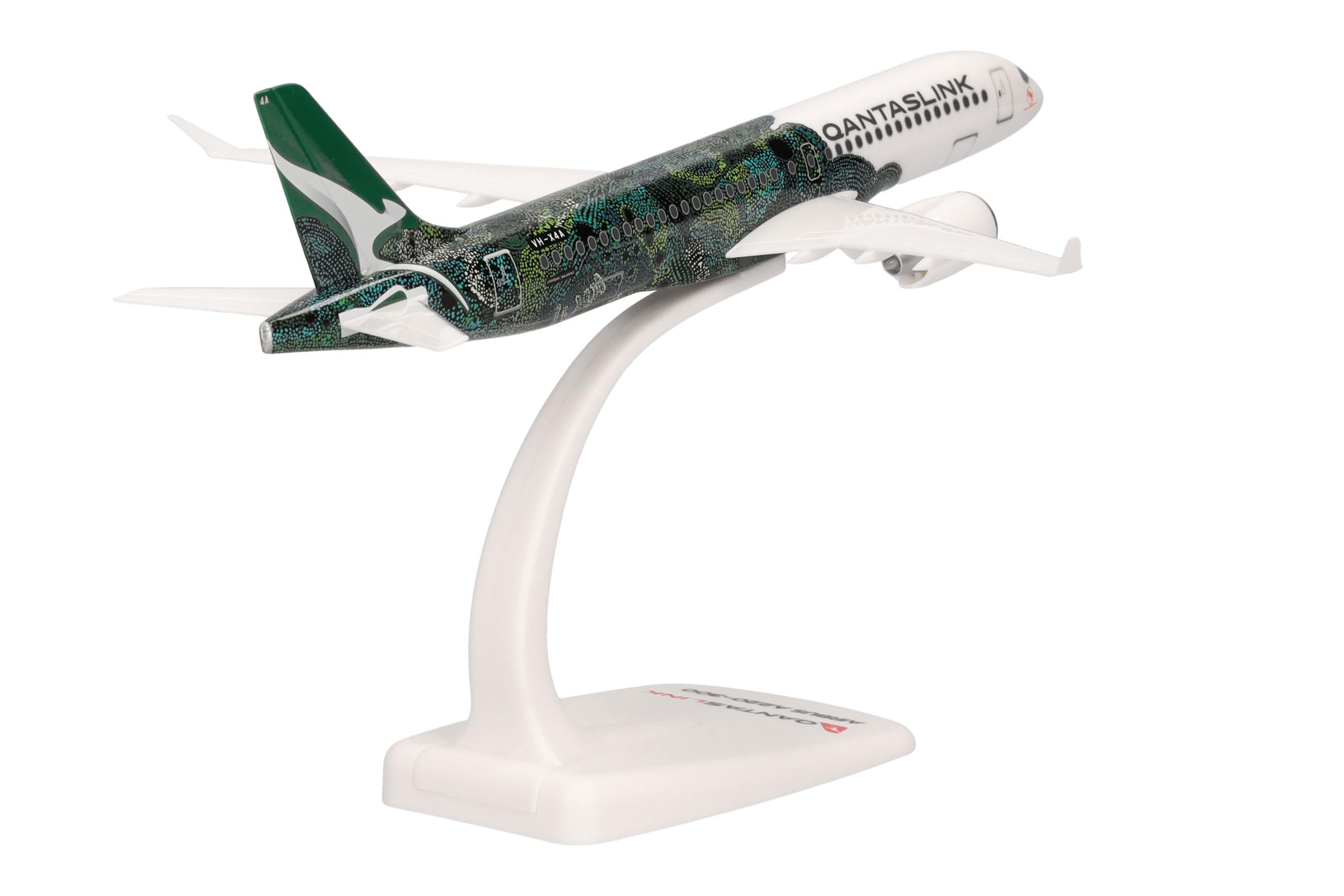 Herpa Snap-Fit Modellflugzeug QantasLink Airbus A220-300 - Flying Art Series/Minyma Kutjara Tjukurpa, Miniatur im Maßstab 1:200, Sammlerstück, Modell mit Standfuß, Kunststoff