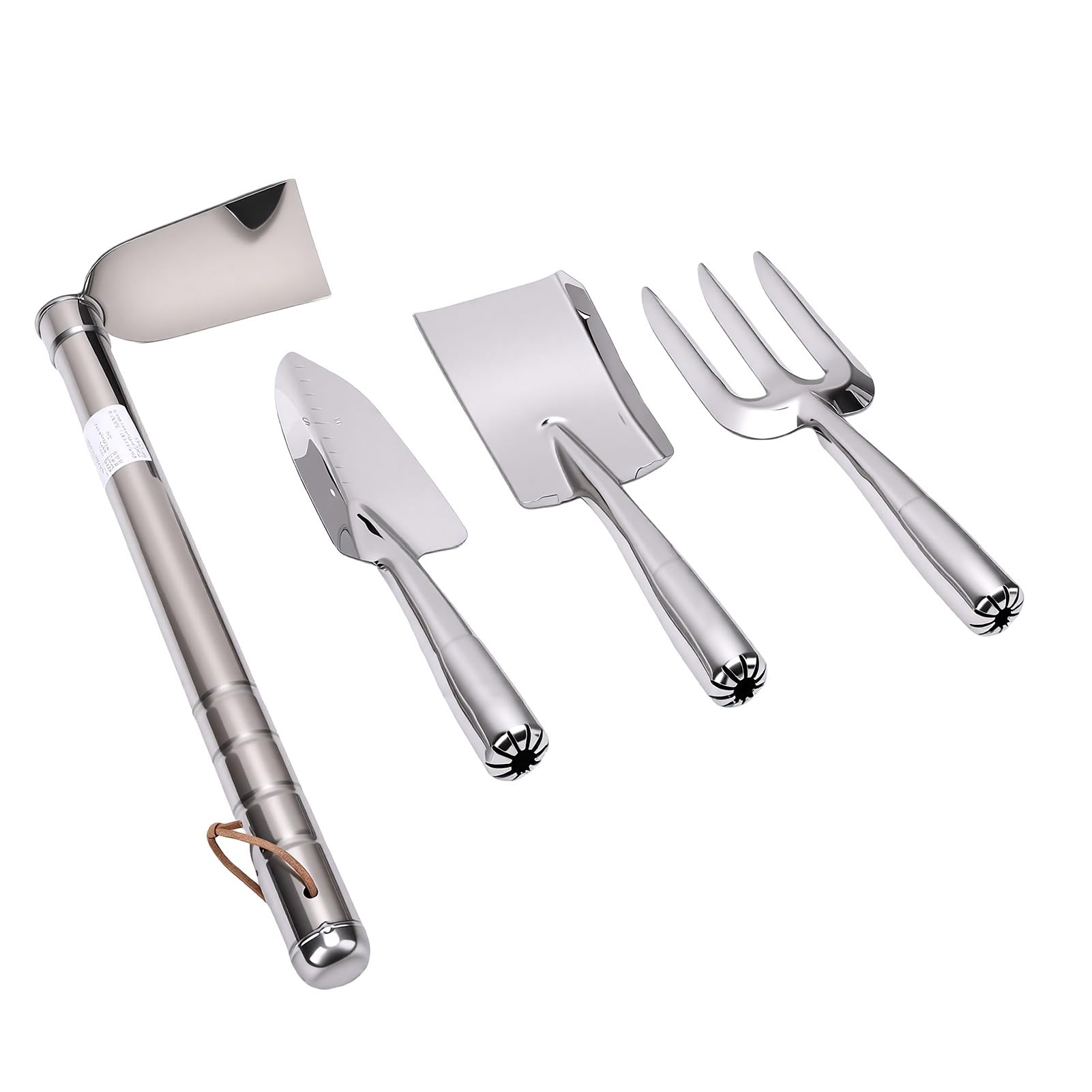 Zunate Set di 4 Zappe da Giardino in Acciaio Inossidabile, Pala da Scavo Portatile Leggera con Manico Antiscivolo, Cazzuole da Giardinaggio per Diserbo, Piantagione e Allentamento del Terreno