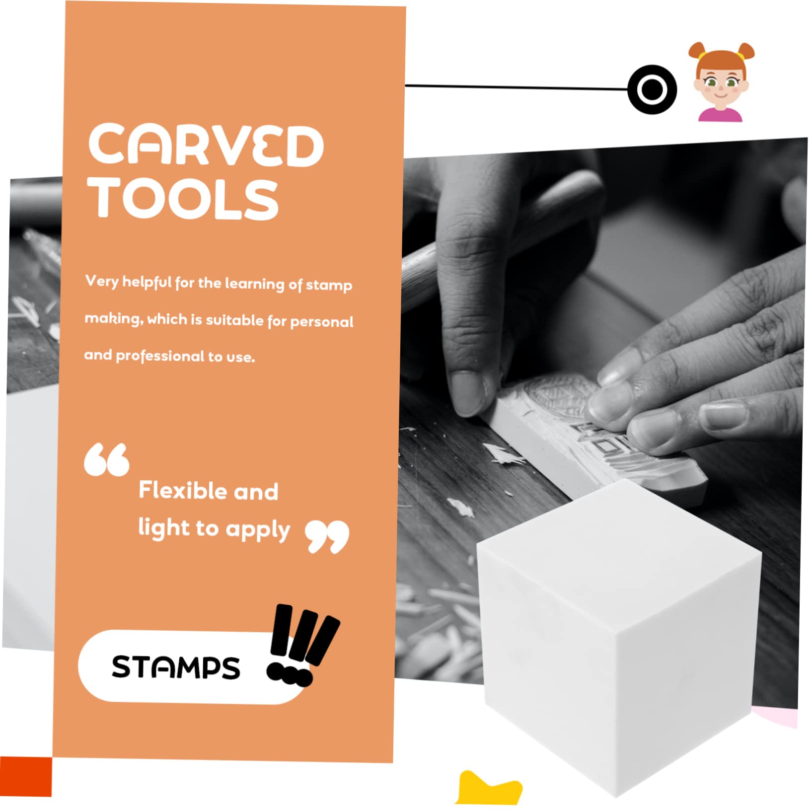 ARTIBETTER 2Pcs Rubber Carving Blocks Professional Rubber Stamp Accessories for Crafting and Block Printing for Artists and Stamp Makers