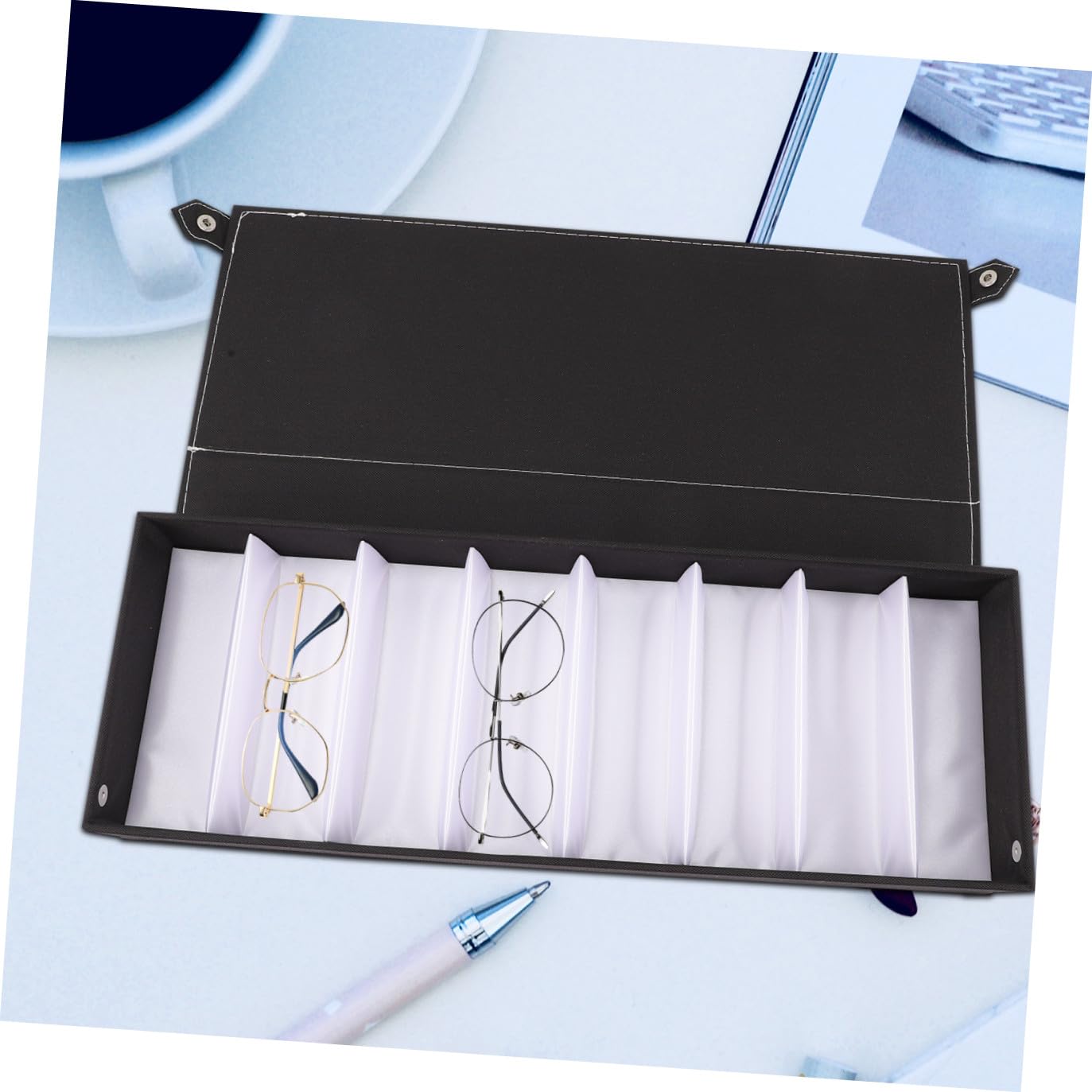 Hochwertige Brillenaufbewahrungsbox mit Fächern Eleganter Sonnenbrillen Organizer für Damen und Herren Staubdichtes Design für Stilvolle Präsentation und Praktische Nutzung