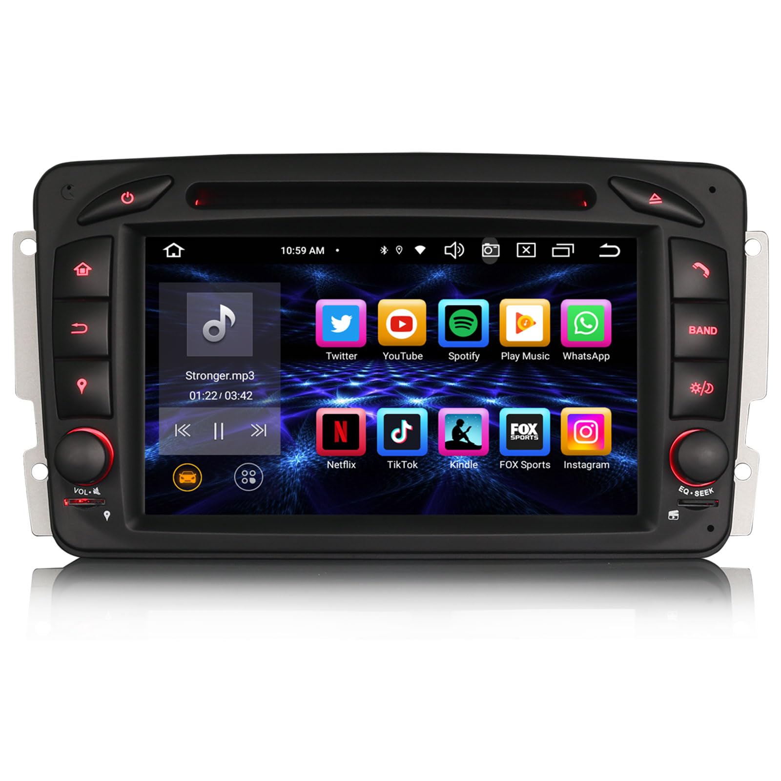 Erisin 8-Core 7" Android 14 4GB+64GB GPS Navegación DVD Estéreo de Automóvil Reproductor para Mercedes C CLK G Classe W203 W209 W463 Viano Vito Soporta Bluetooth 5.0 Dab+CarPlay Android Auto WiFi DSP