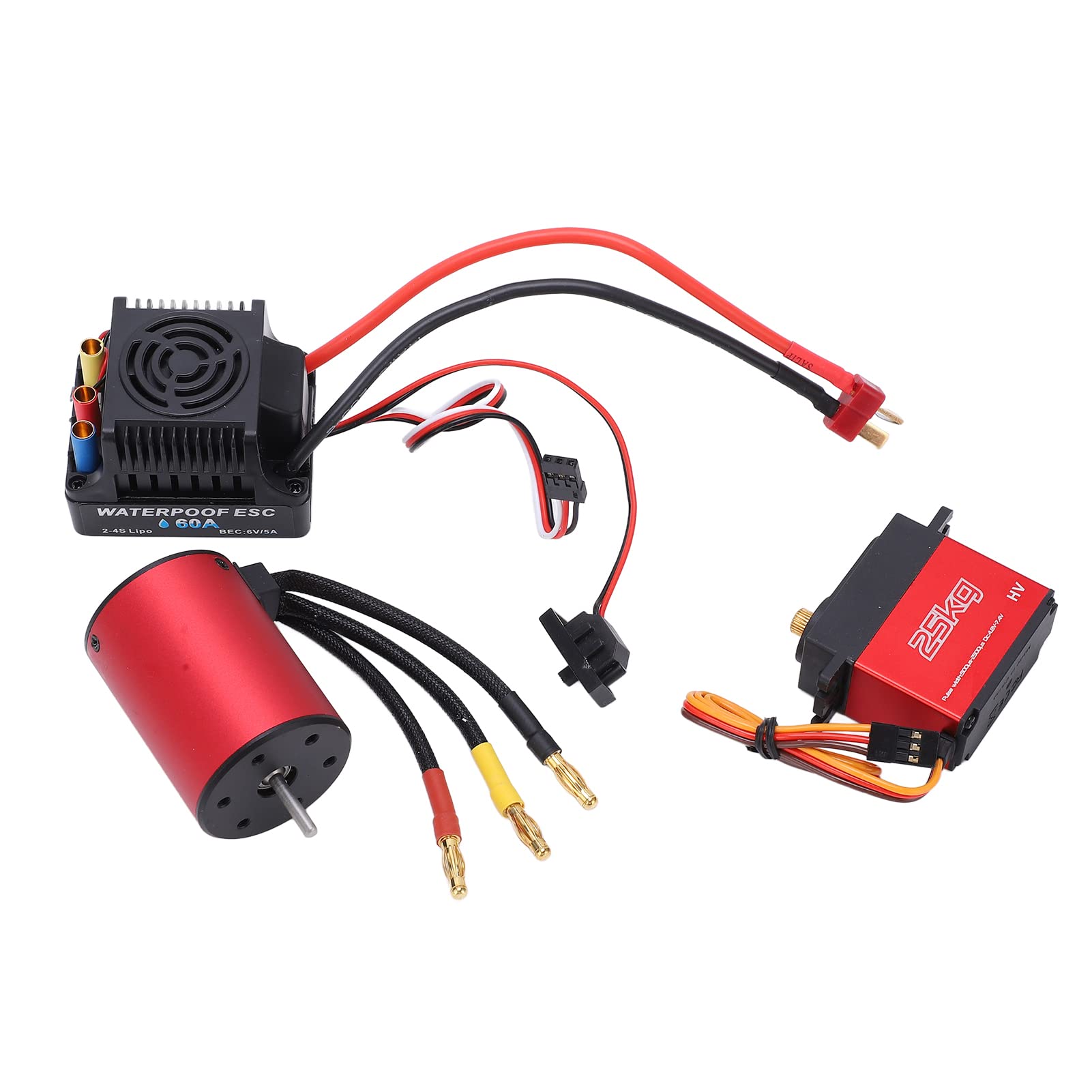 S3650 3100KV Brushless Motor, 60A Brushless ESC mit 25KG Metall Servo Combo für 1/8 1/10 2S-4S RC Car Auto Modelle