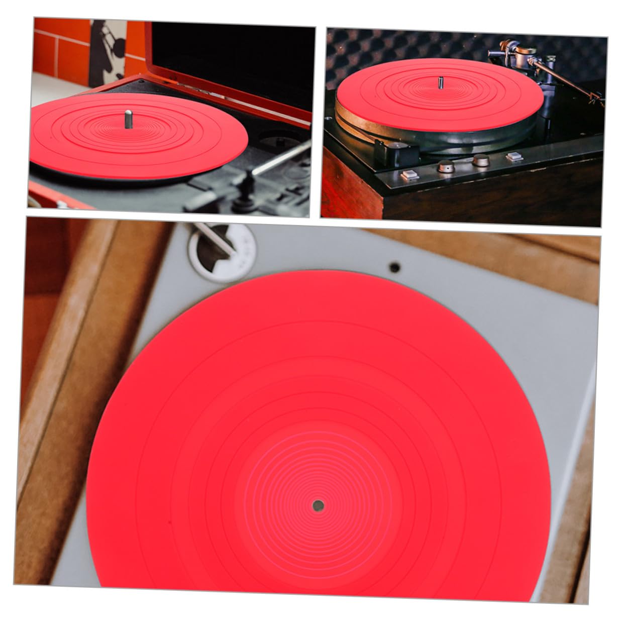 Didiseaon Tappetino Antistatico per Giradischi in Silicone Resistente e Flessibile, Protezione Vinile per Dj e Appassionati di Musica, Set 2 Pezzi