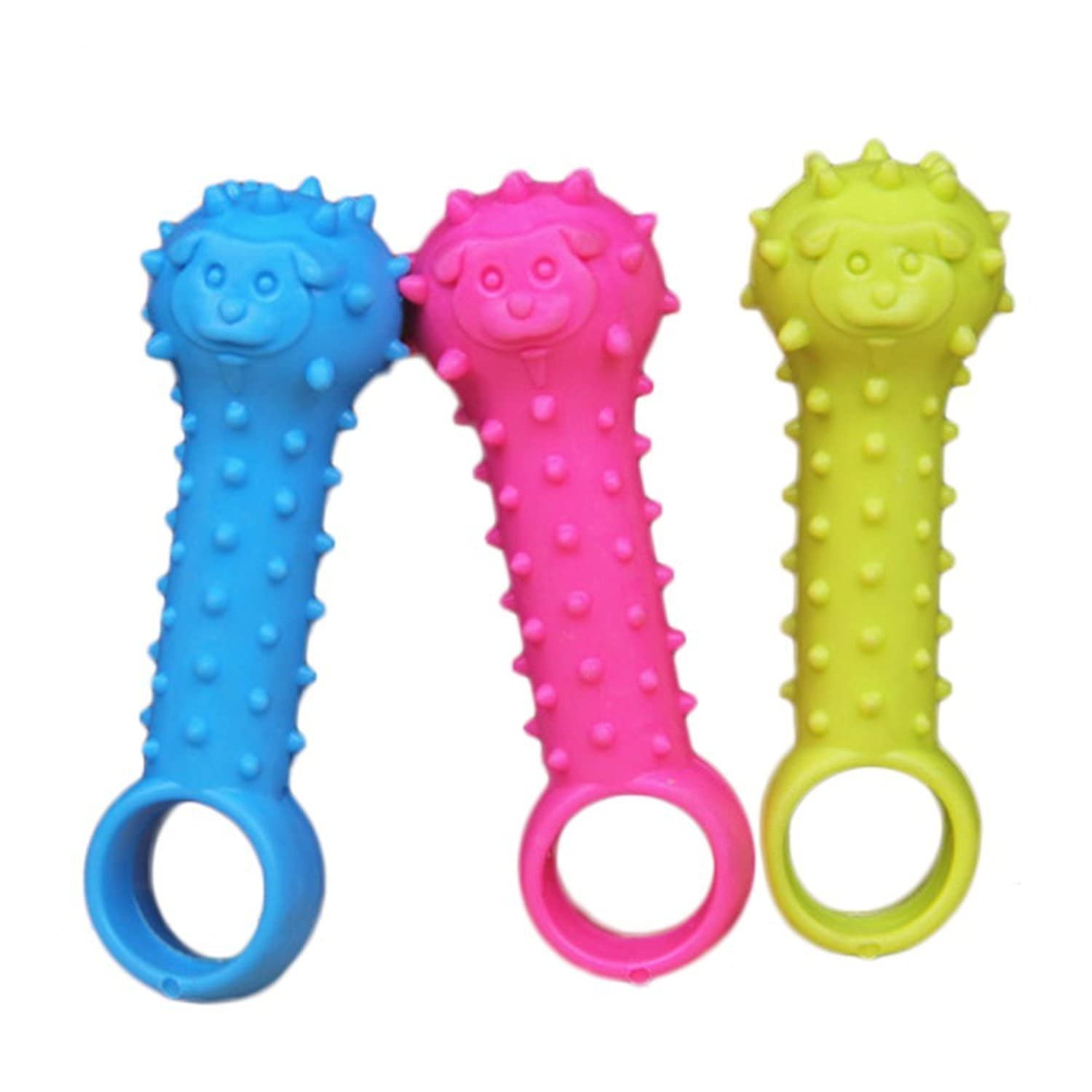 Emily Pets Non-Toxic Rubber Dog Puppy Chew Bone Toys for Dog Puppies and Small Breed Dog (Multicolor, Pack 3)
