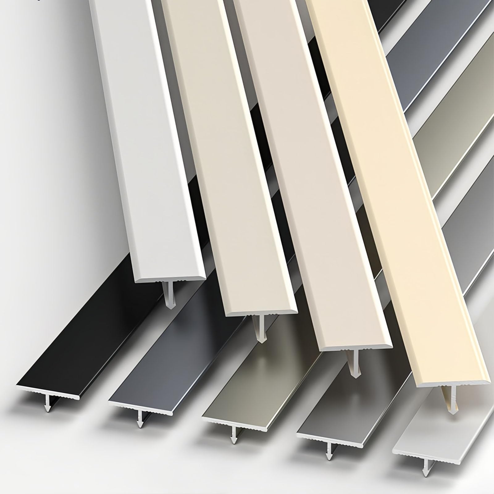 CMJYMX Aluminum Floor Transition Threshold Strip, T Molding Trim, Doorway Edge Trim For Joining Gaps, Threshold, Tiles, Flat Laminate Floor Cover Strip, DIY Installation(White,0.6cm/0.23in)