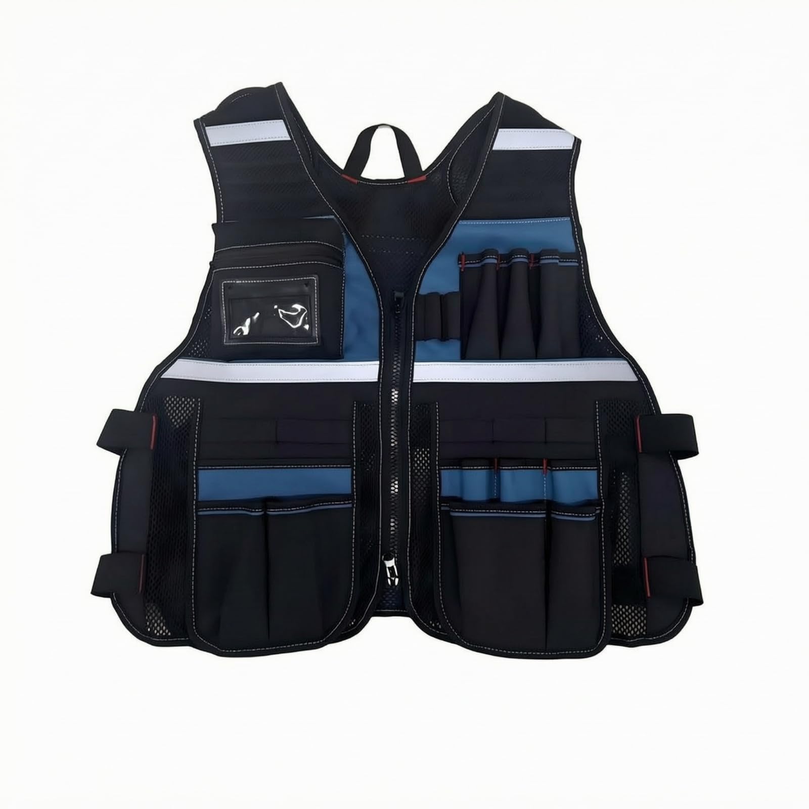Gilet con Tasche penne | Cinghie di Regolazione Laterali, Gilet Multitasche, Alta Visibilità, per Cantiere, Tecnici