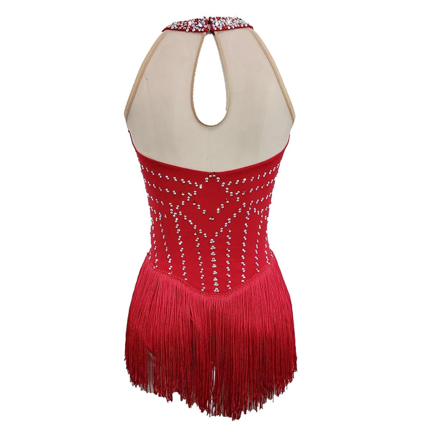 Abito da Pattinaggio Artistico Costumi da Gara di Pattinaggio su Ghiaccio con Frange per Bambine Vestiti da Sportivo da Body da Ginnastica Gonna da Pattinaggio A Rotelle