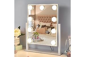 Lighted Vanity Mirror with 9 Dimmable Bulbs and Detachable Magnifying Glass