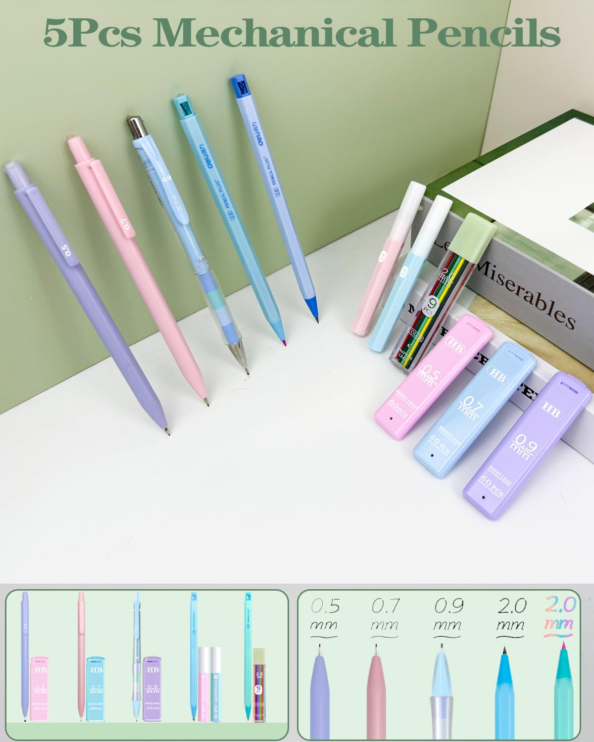 54PCS Aesthetic School Supplies with Large Pencil Case 12 Pastel Highlighters 5 Black 6 Color Ink Gel Pens — view 7