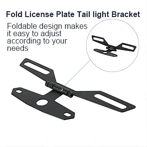 Miniatura 5 de Soporte ajustable para placa de matrícula de motocicleta, soporte universal plegable para luz trasera