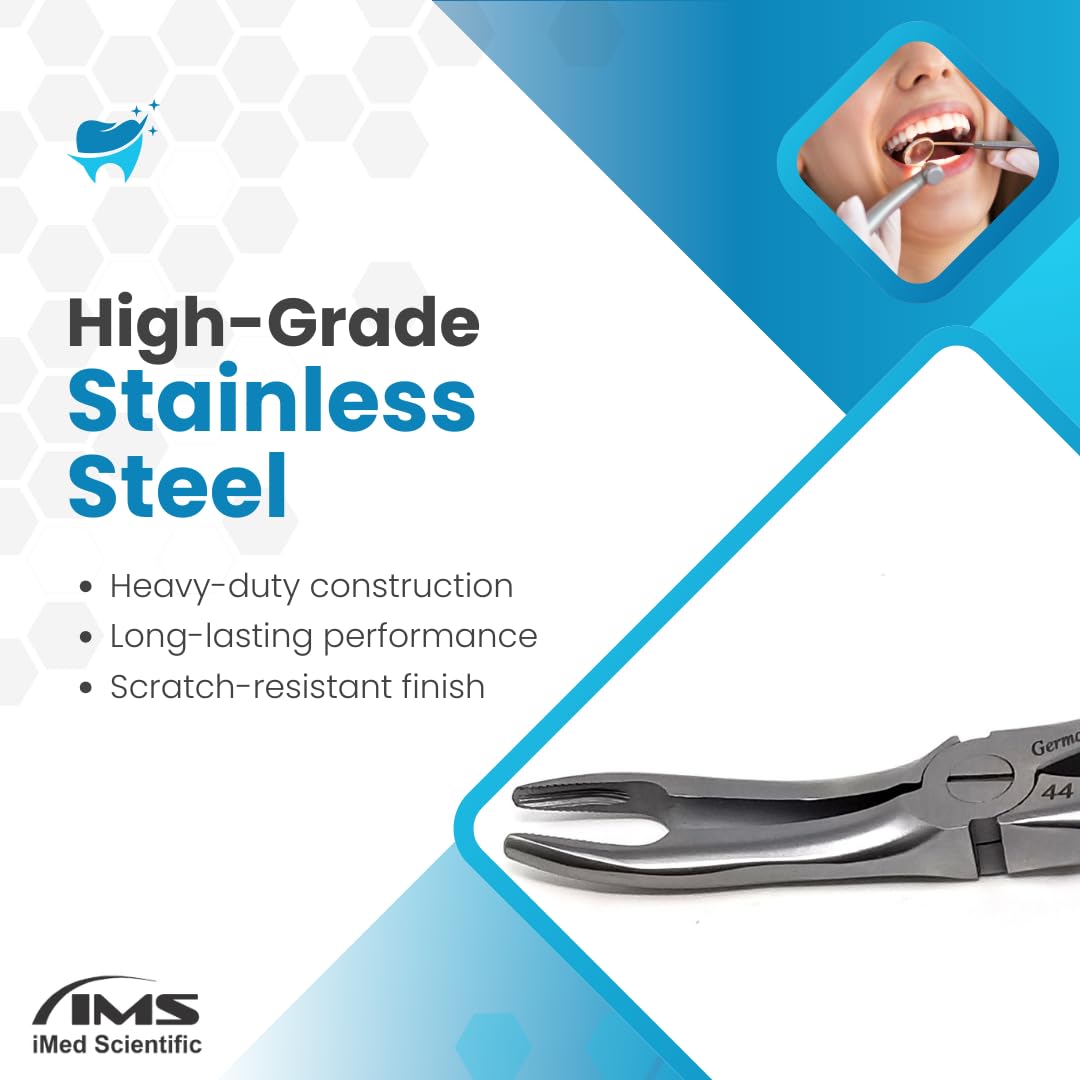 IMEDS Dental Extracting Forceps #44 with Serrated Beaks Lower Premolar Tooth Extraction German Stainless Steel Tools Comes in Gold Handle