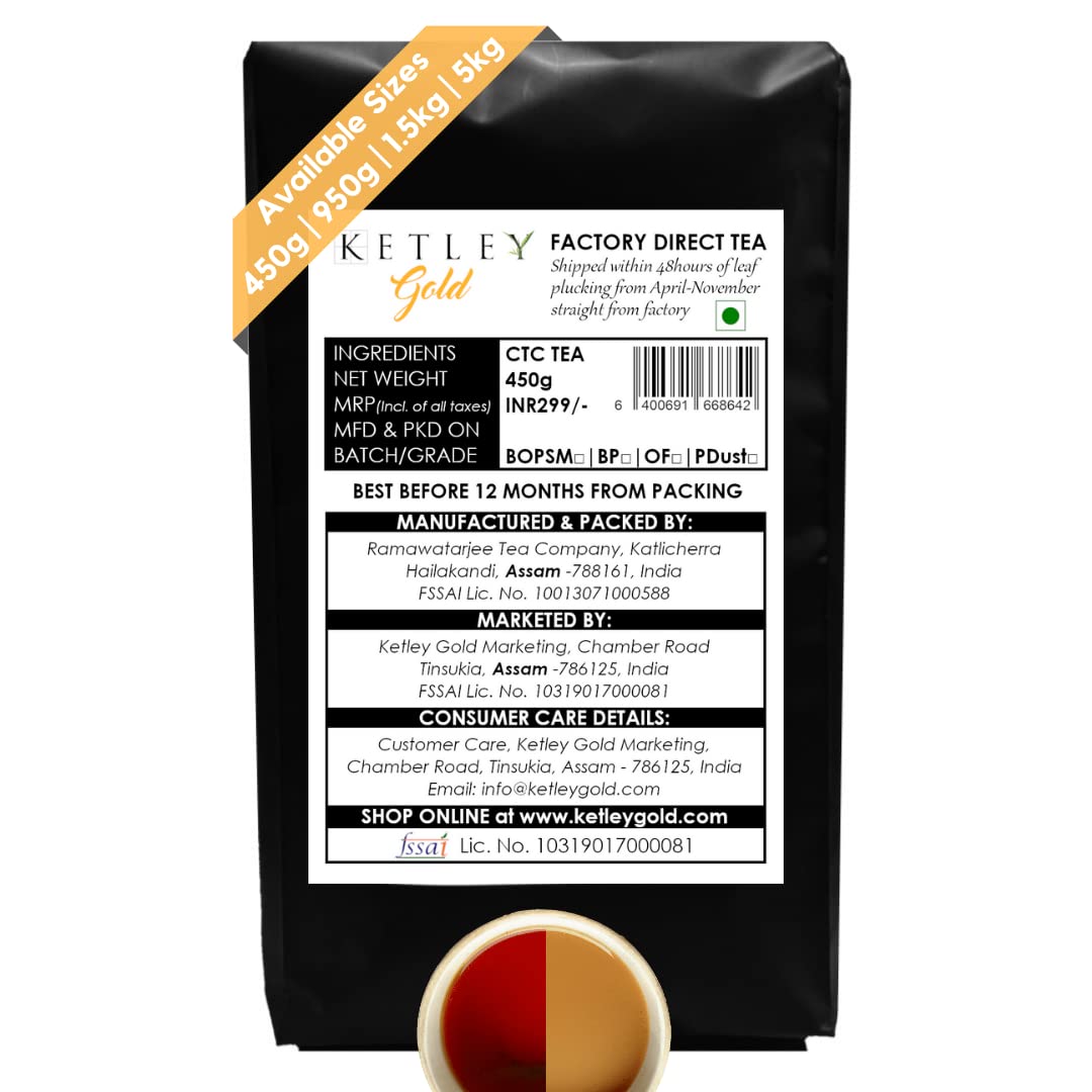 Ketley Gold Assam Tea - Factory Direct, 450g | Garden Fresh Tea shipped within 48 Hours of Plucking from Katlicherra Tea Estate (B08G1VT8LQ) Amazon Price History, Amazon Price Tracker