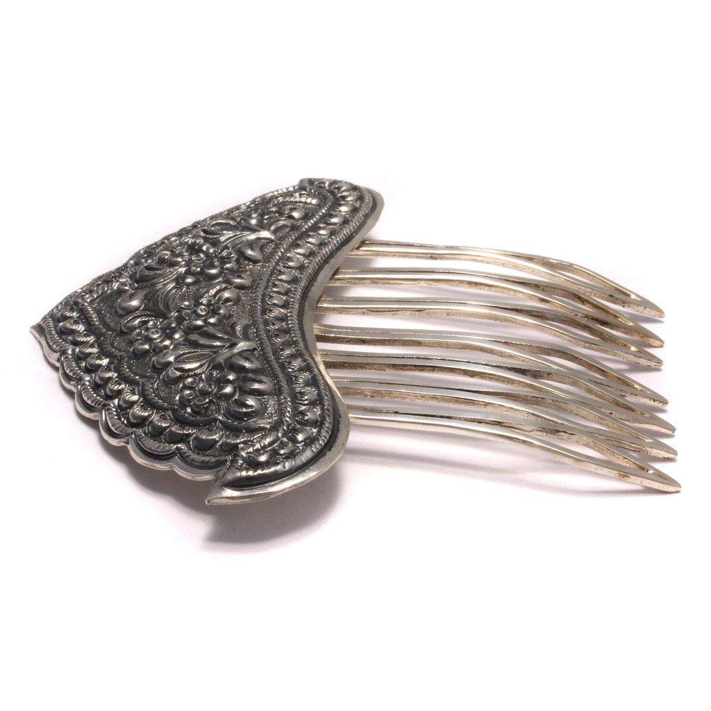 Haarkamm mit Blumenmuster aus Sterling Silber