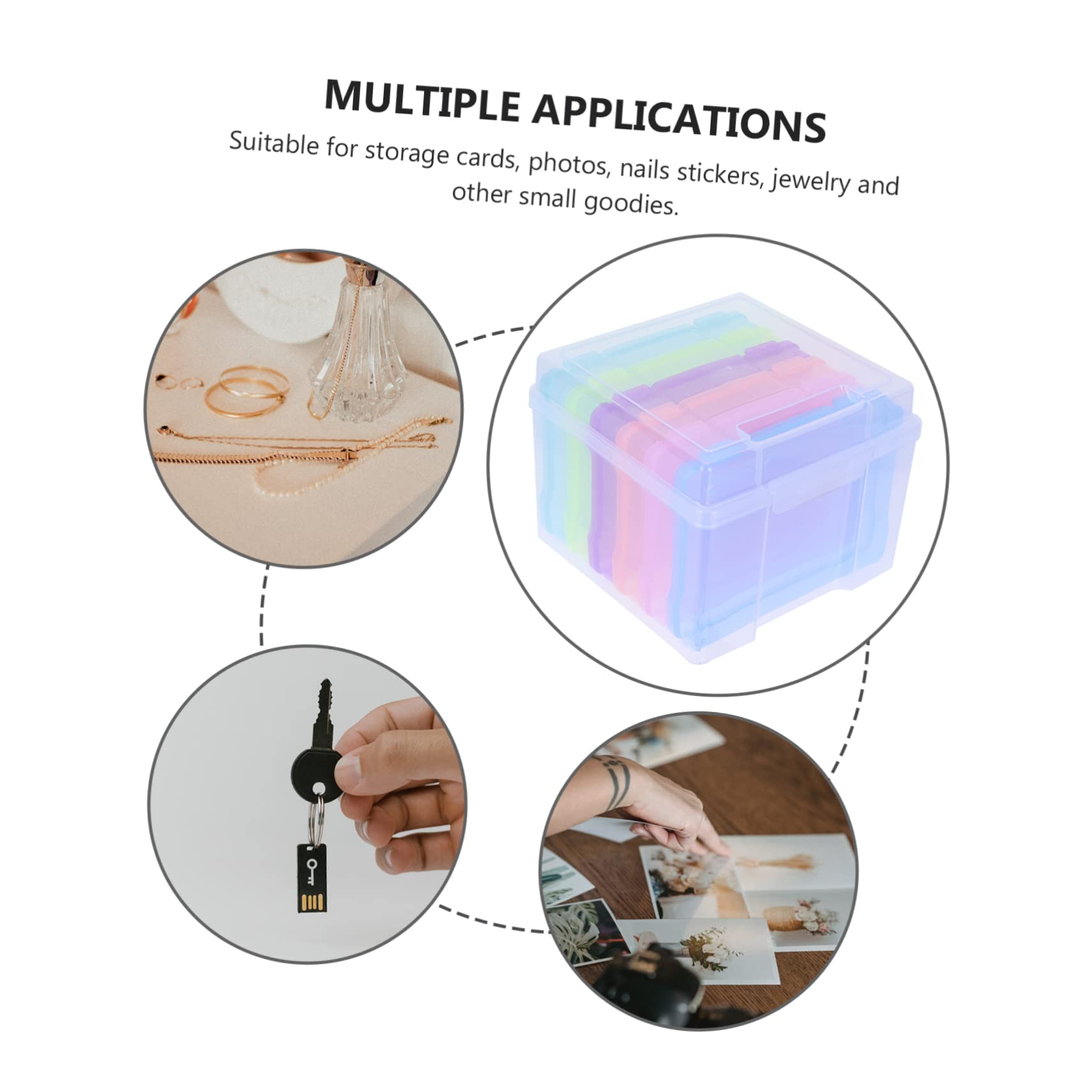 DOITOOL 5x7 Photo Storage Box Compact Light Organize Photos/postcards Plastic Id Case for Neat Desktop/drawer