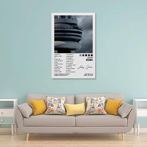 Miniatura 2 de YELLOWV Drake - Póster con diseño de vistas para habitación, lienzo estético, decoración de pared, 12 x 18 pulgadas