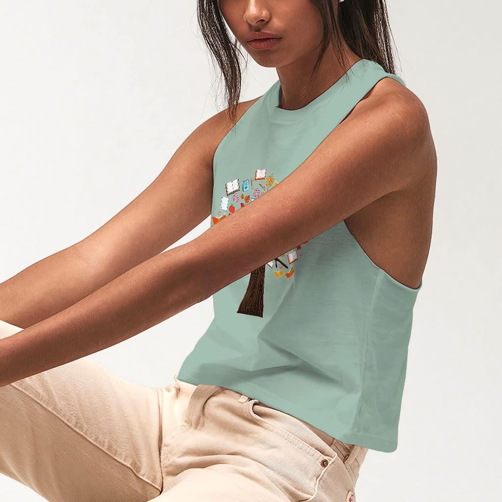 Tree of Knowledge Racerback Cropped Tank - Illustration Women's Tank - Unique Design Tank Top