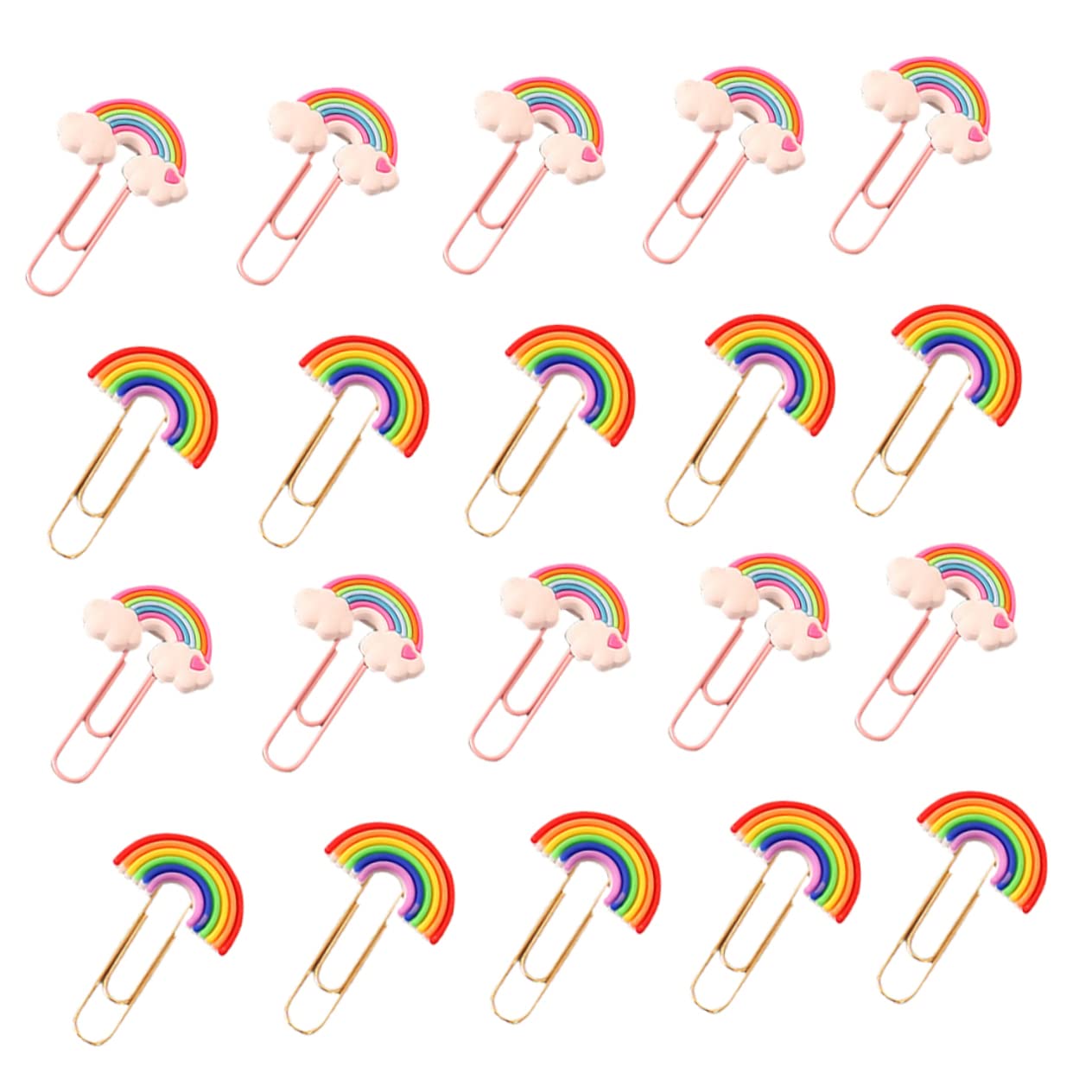 MAGICLULU 4 Sätze Büroklammern Groß Klein Bürobedarf Regenbogenform Büroklammern Robustes Pvc-material Einfach Zu Verwenden Büro 20 Stück * 4