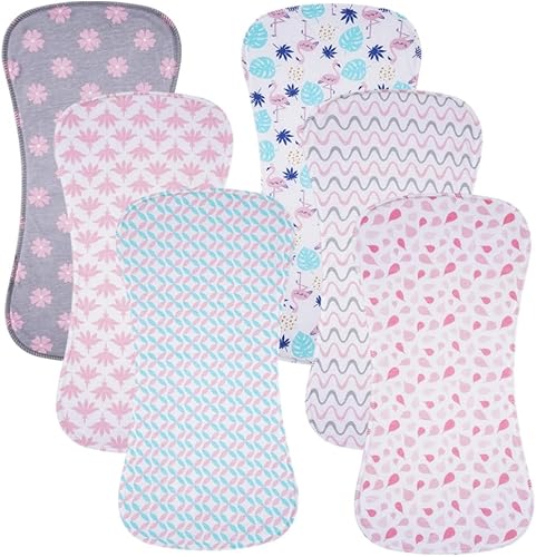 Paquete de 6 paños de algodón para eructos extra absorbentes suaves para bebés niños y niñas rosa 02