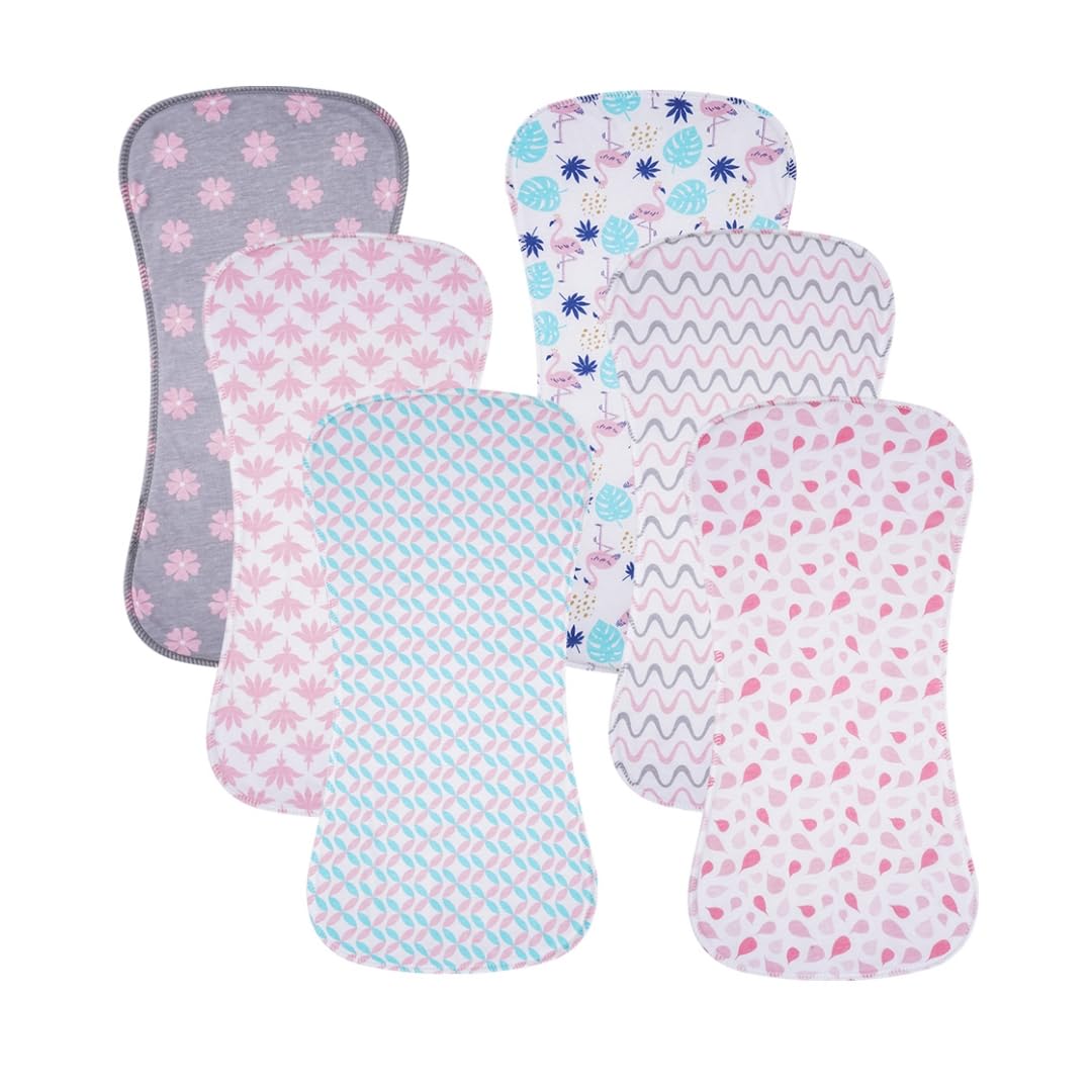 6 pack cotton baby burp cloths extra absorbent soft for baby boys and girls pink02