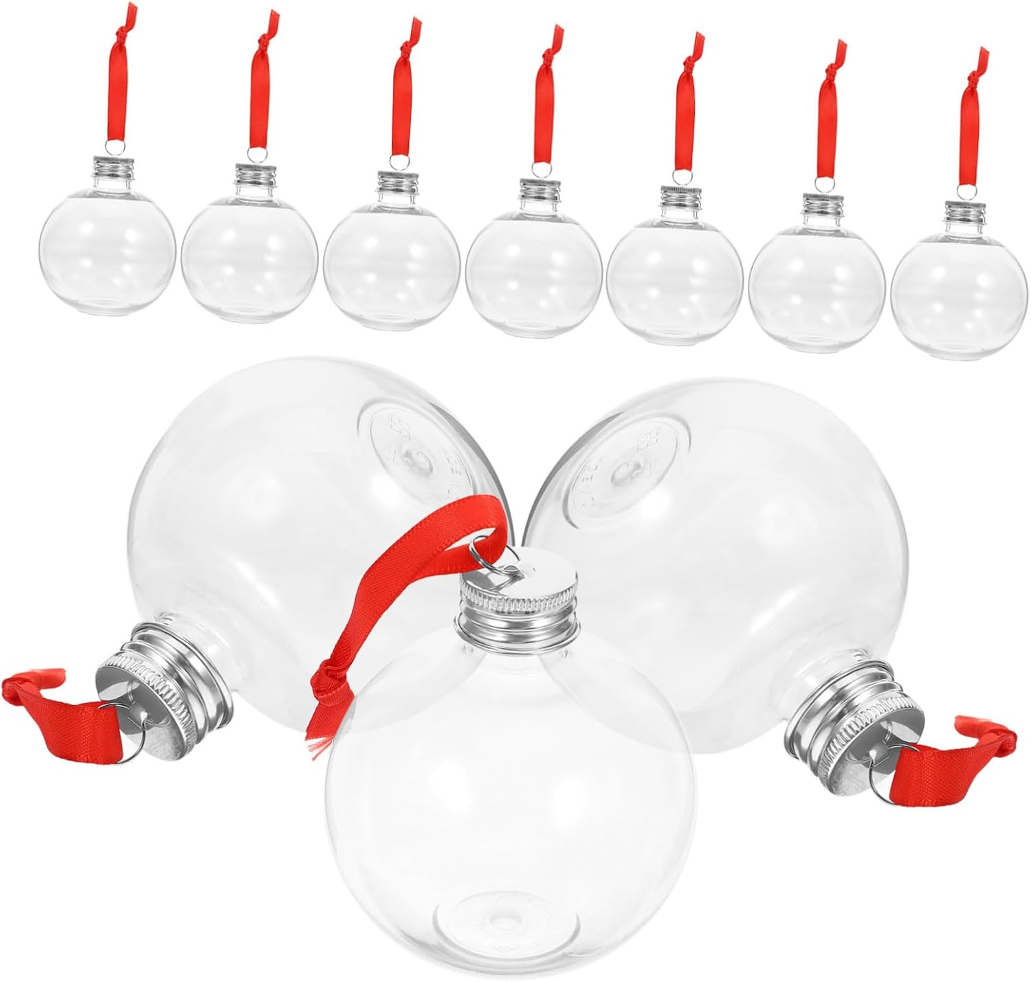 10pcs Xmas Fillable round Bulb PET Bottles with Lid for Juice