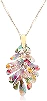 ARATLENCH Acrylic Tortoiseshell Leaf Pendant Necklace & Dangle Earrings Set - Lightweight Boho Statement Jewelry for Women Summer 2024