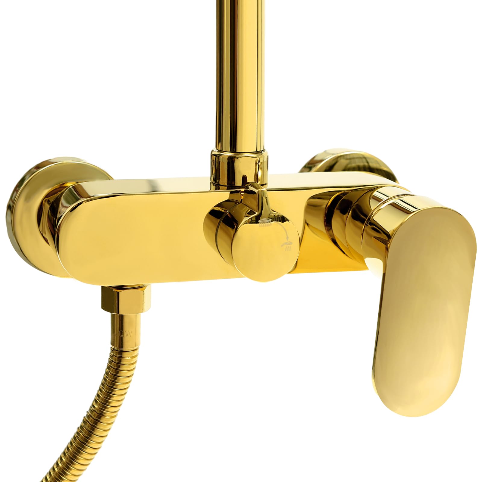 Columna de ducha dorada, juego de ducha de acero inoxidable con ajuste de altura, alcachofa giratoria de 360° y tecnología de presión de aire, ducha inoxidable para ahorrar agua, fácil de limpiar