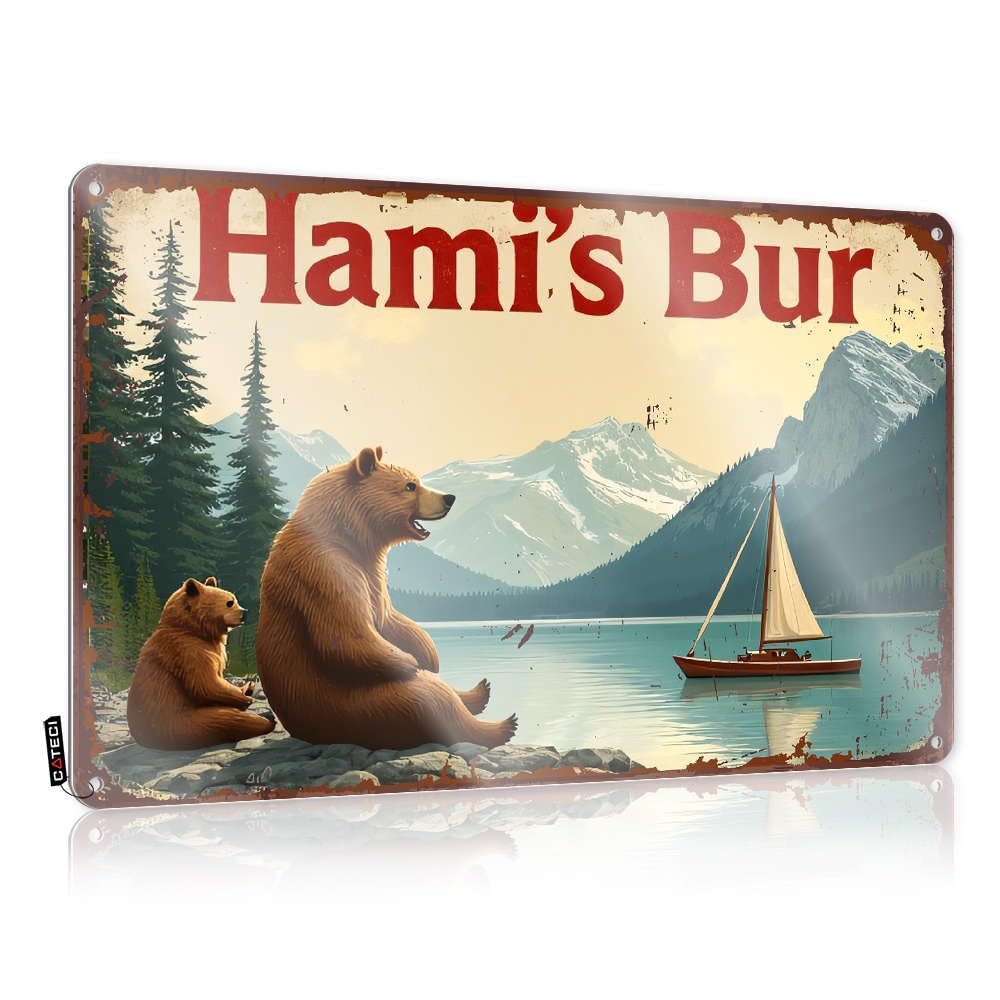 Aesthetic Retro Wall Decor Rustic Wall Poster, Grunge Room Decor Aesthetic Funny Quote Design For Living Room Garage | Sweet Anti-rust Metal Mountain Retreat With Bears And(30X40CM)