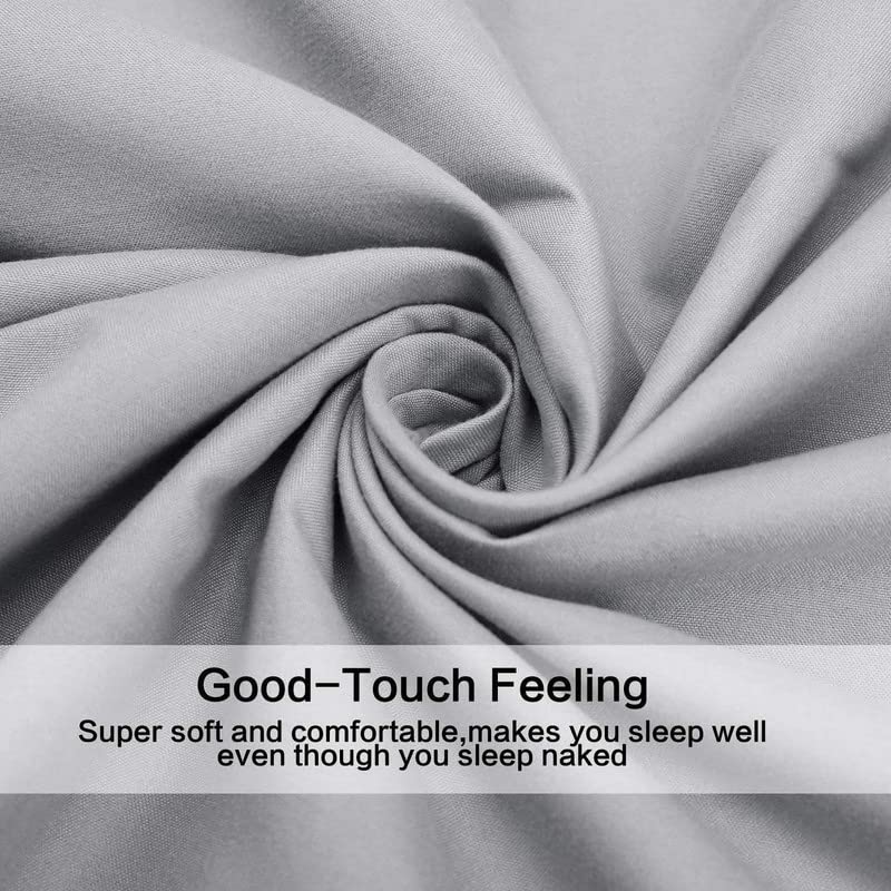 Image of Single Bed Super Solid Plain Bedsheet Cotton Microfiber with 1 Pillow Covers Gray