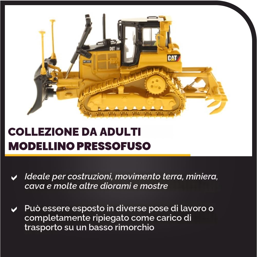 Diecast Masters Caterpillar Apripista Cingolato D6T, Scala 1:50, Circa 13.5 x 9.3 x 7 cm, dai 14 Anni in su