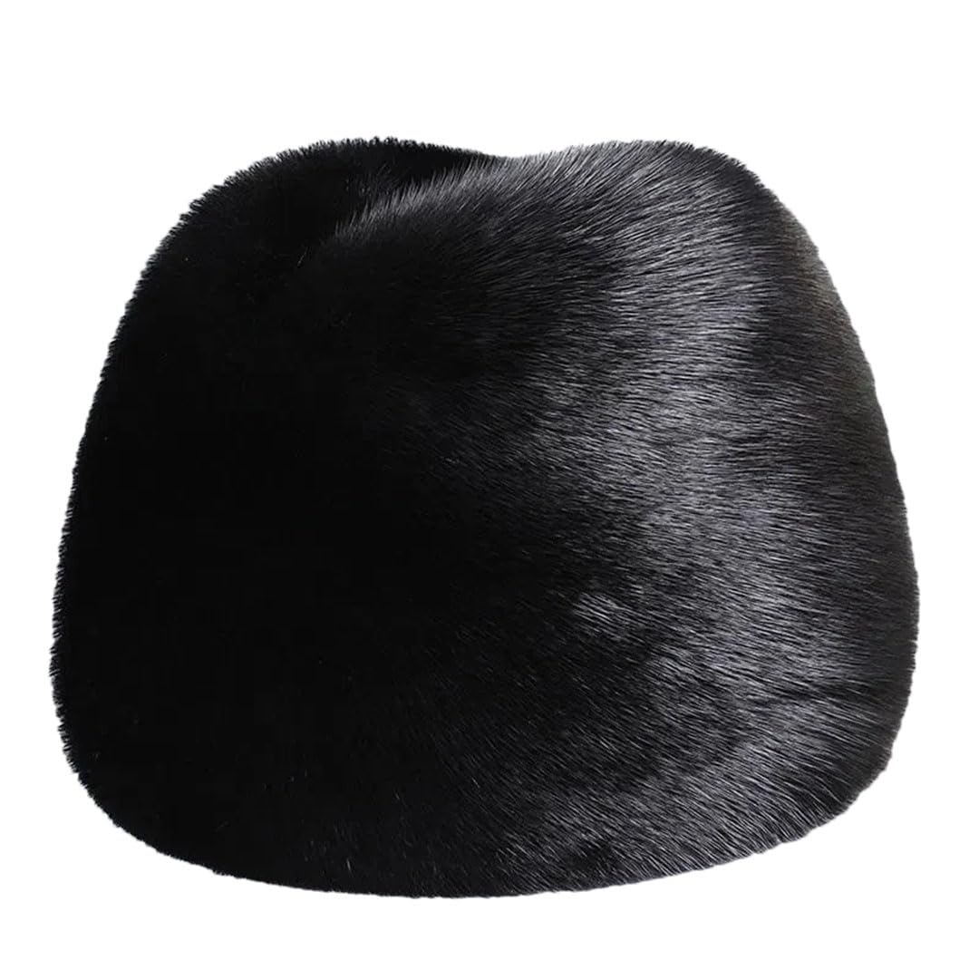 Gorra de invierno para hombre y mujer, de piel de visón, unisex, para exteriores, cálido, motociclismo, visón natural, Estilo 4 negro, 59-61