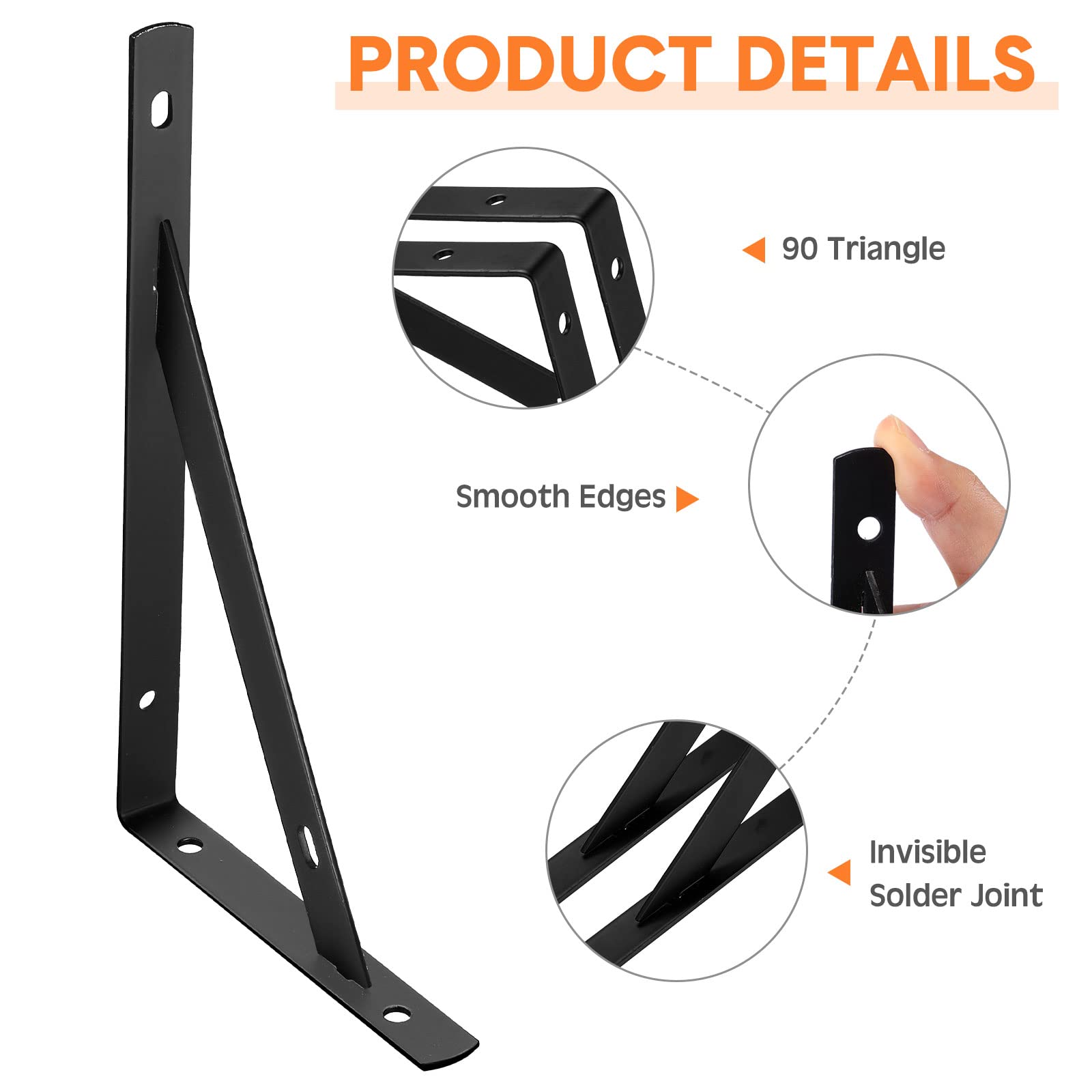 40 staffe per mensole resistenti da 20 cm in metallo staffa da parete angolare di supporto l staffe per mensole a 90 gradi triangolo angolo garage scaffalature a parete con scaffale, nero
