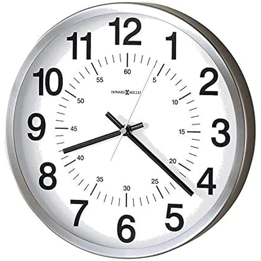 Howard Miller Easton Wall Clock Round Metal Case, Battery Operated Analog Timepiece with Glass
