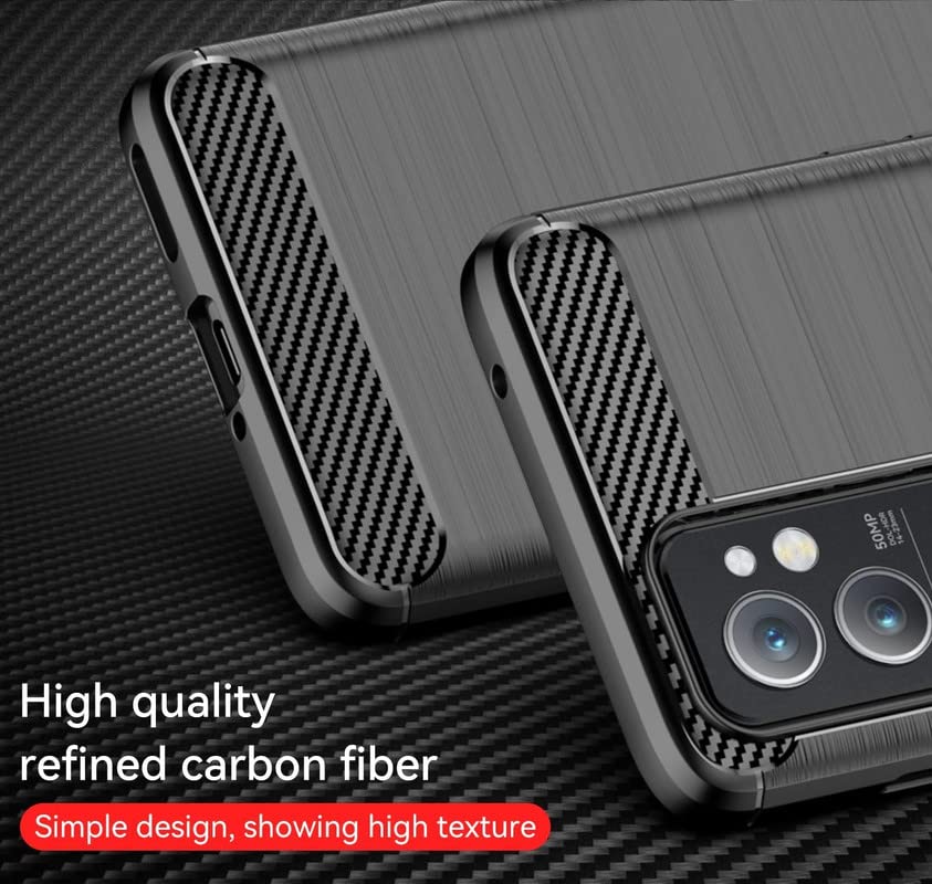 Image of NPRC Hybrid Ultra Slim Protective Case TPU Non-Slip Carbon Fiber Texture Shockproof Case Cover for Oneplus 9RT - Black