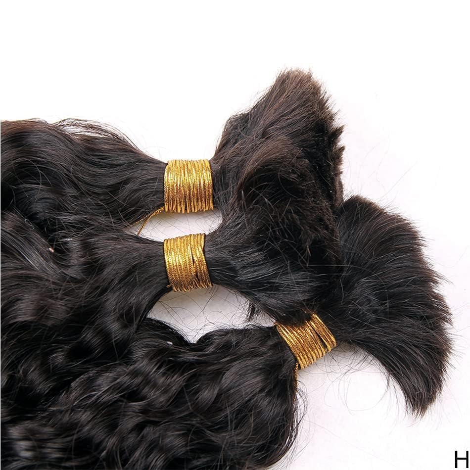 Bulk Human Hair for Braiding Water Wave Unprocessed Brazilian No Weft Hair Extension for Micro Braids 100g 1Piece(10Inch 3Bundle, Natural color)